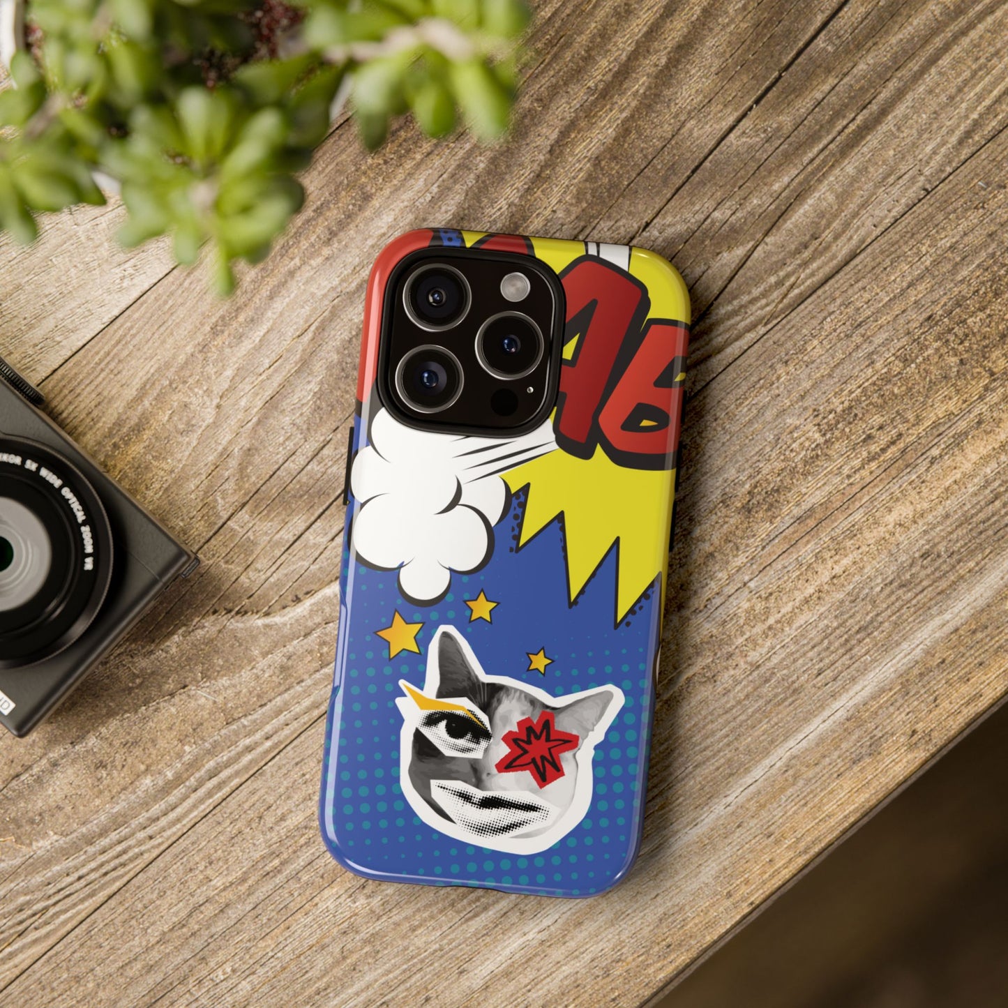 Phone Case - Bold Blue Pop Art Cat Phone Case