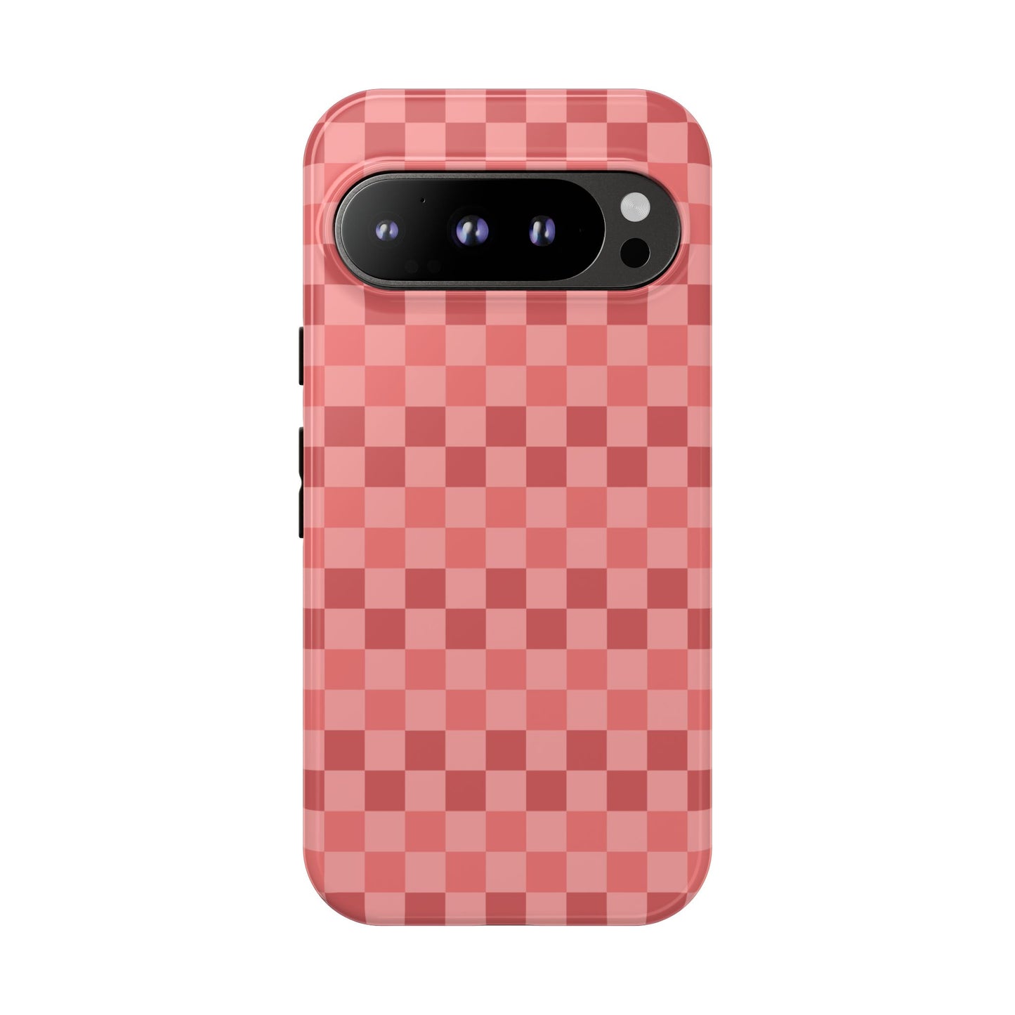 Google Pixel 9 Pro / Glossy Phone Case - ’Bold Pink Checkered Pattern’ Phone Case