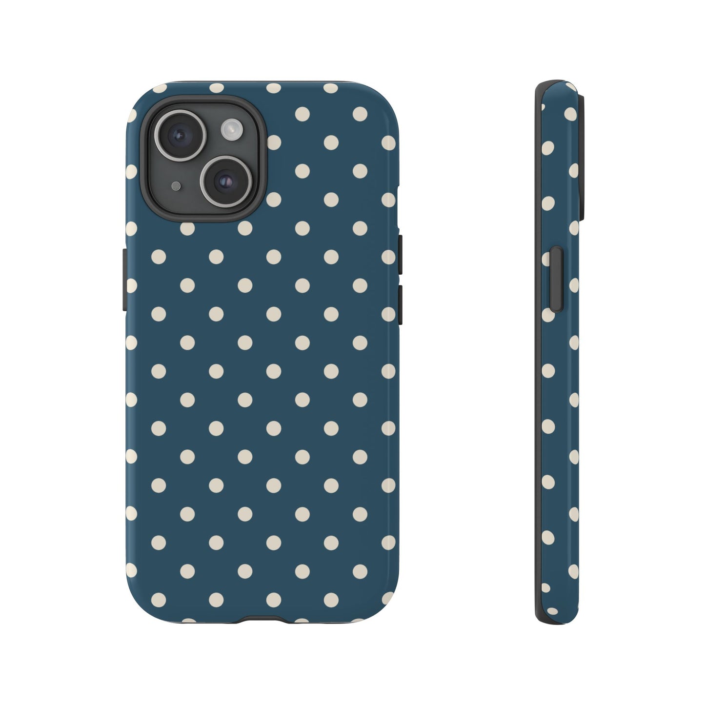 iPhone 15 / Glossy Phone Case - ’Blue & White Dot Pattern’ Phone Case