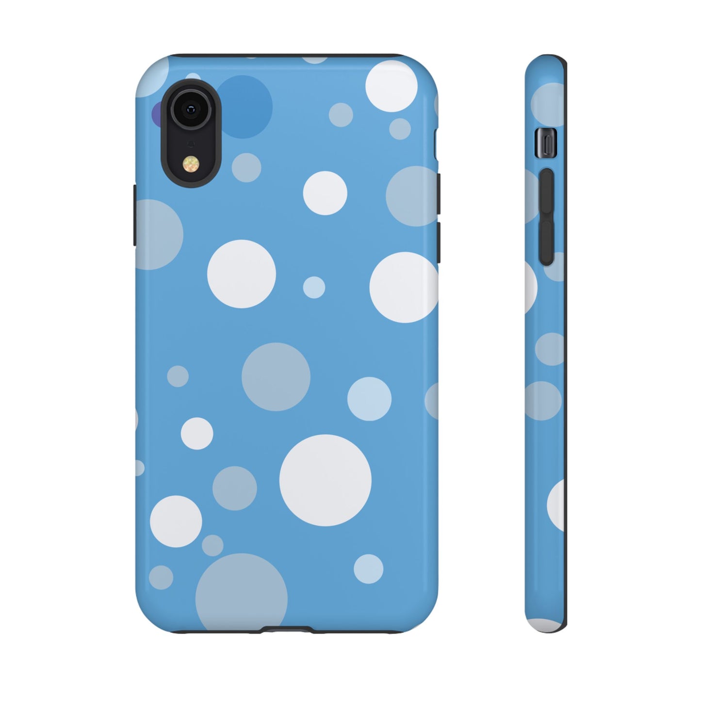 iPhone XR / Glossy Phone Case - ’Bold Blue with White Dot Pattern’ Phone Case