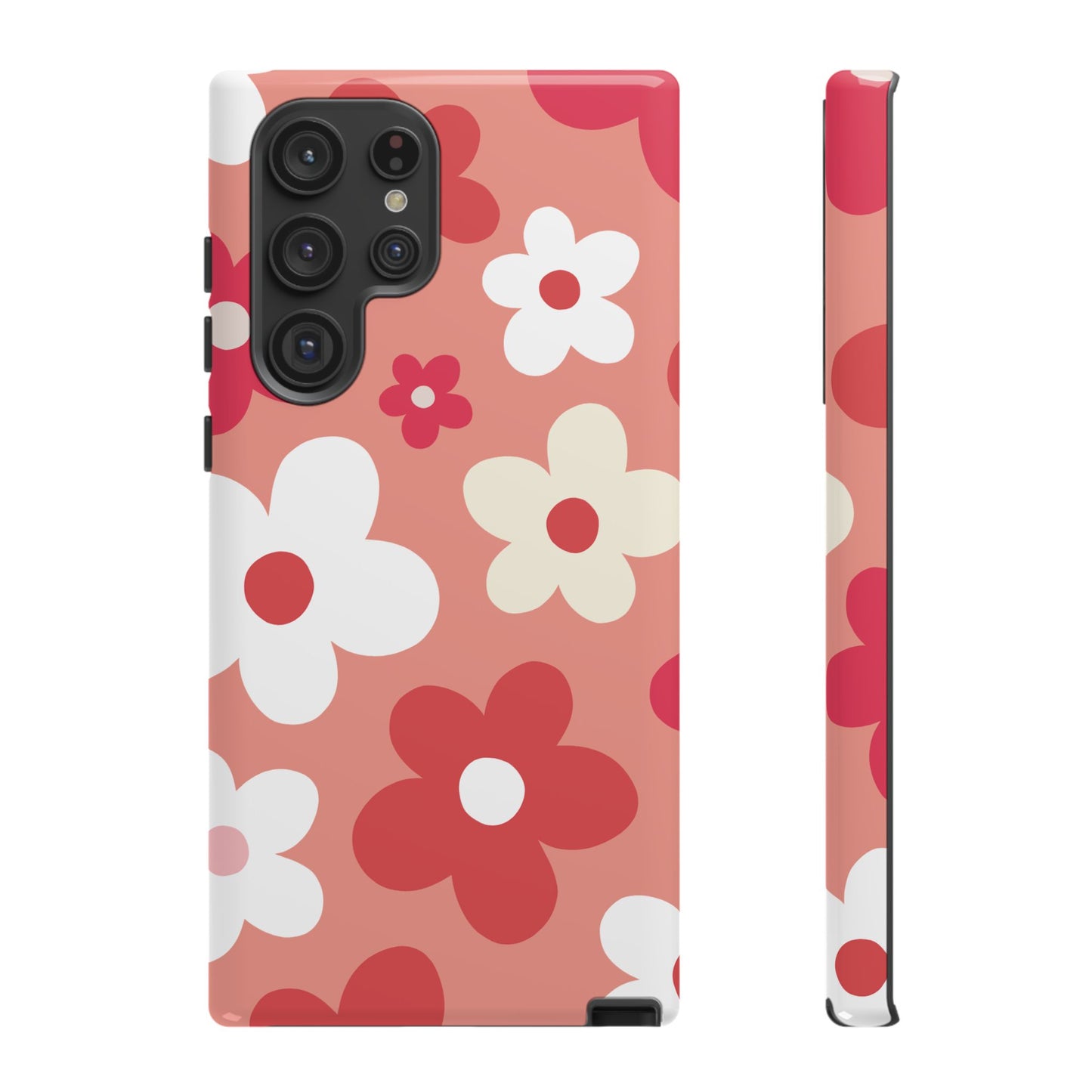 Samsung Galaxy S22 Ultra / Glossy Phone Case - ’Pink Daisy Pattern’ Phone Case