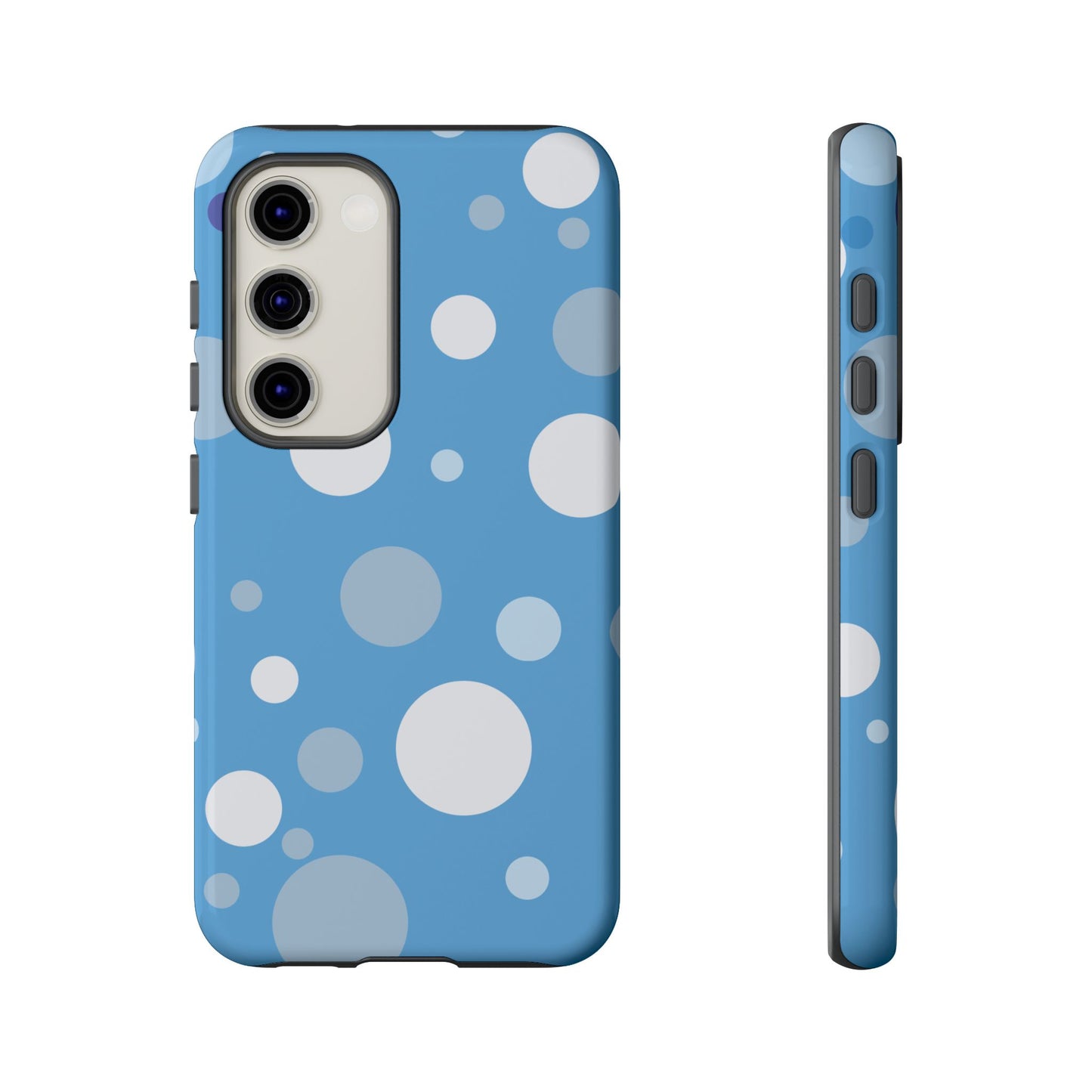 Samsung Galaxy S23 / Glossy Phone Case - ’Bold Blue with White Dot Pattern’ Phone Case