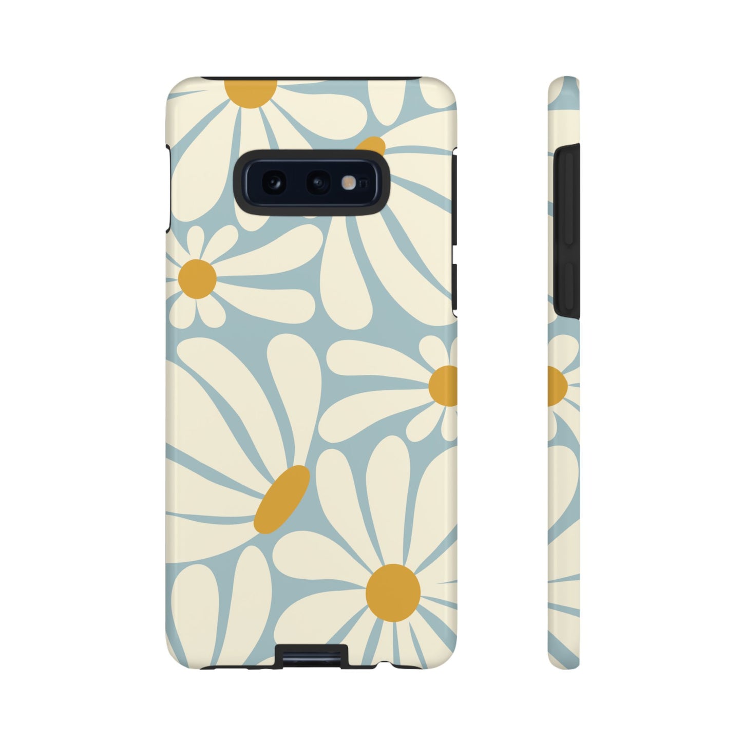 Samsung Galaxy S10E / Glossy Phone Case - ’Retro Blue Daisy Pattern’ Phone Case