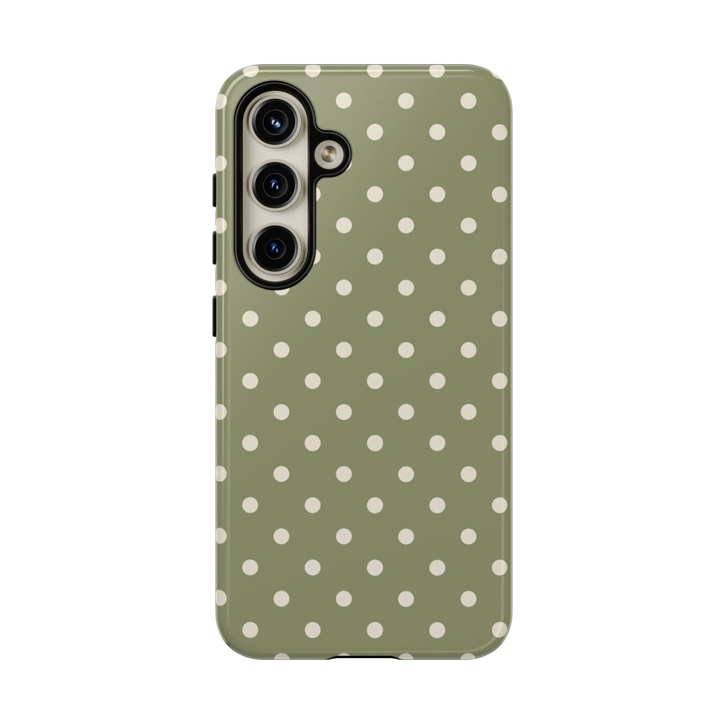 Samsung Galaxy S24 / Glossy Phone Case - ’Green & White Dot Pattern’ Phone Case