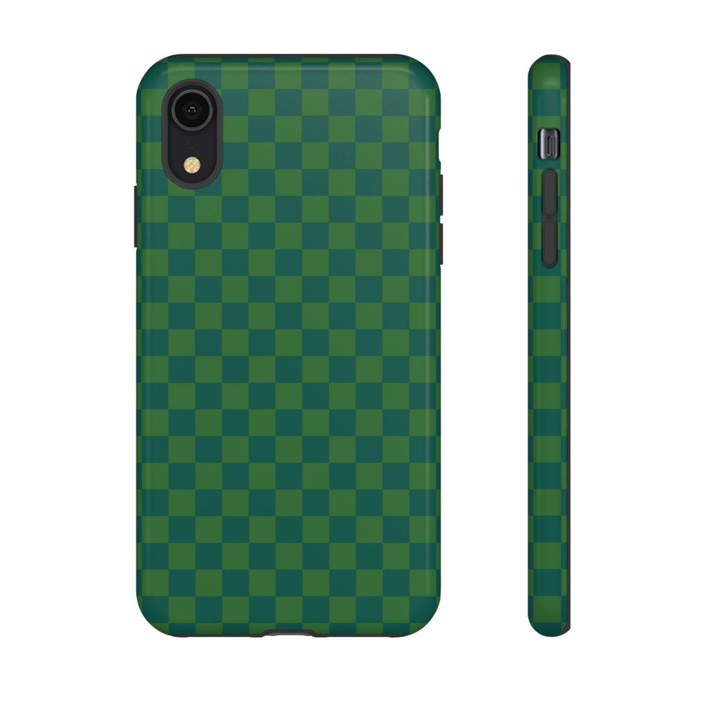 iPhone XR / Glossy Phone Case - ’Bold Green Checkered Pattern’ Phone Case