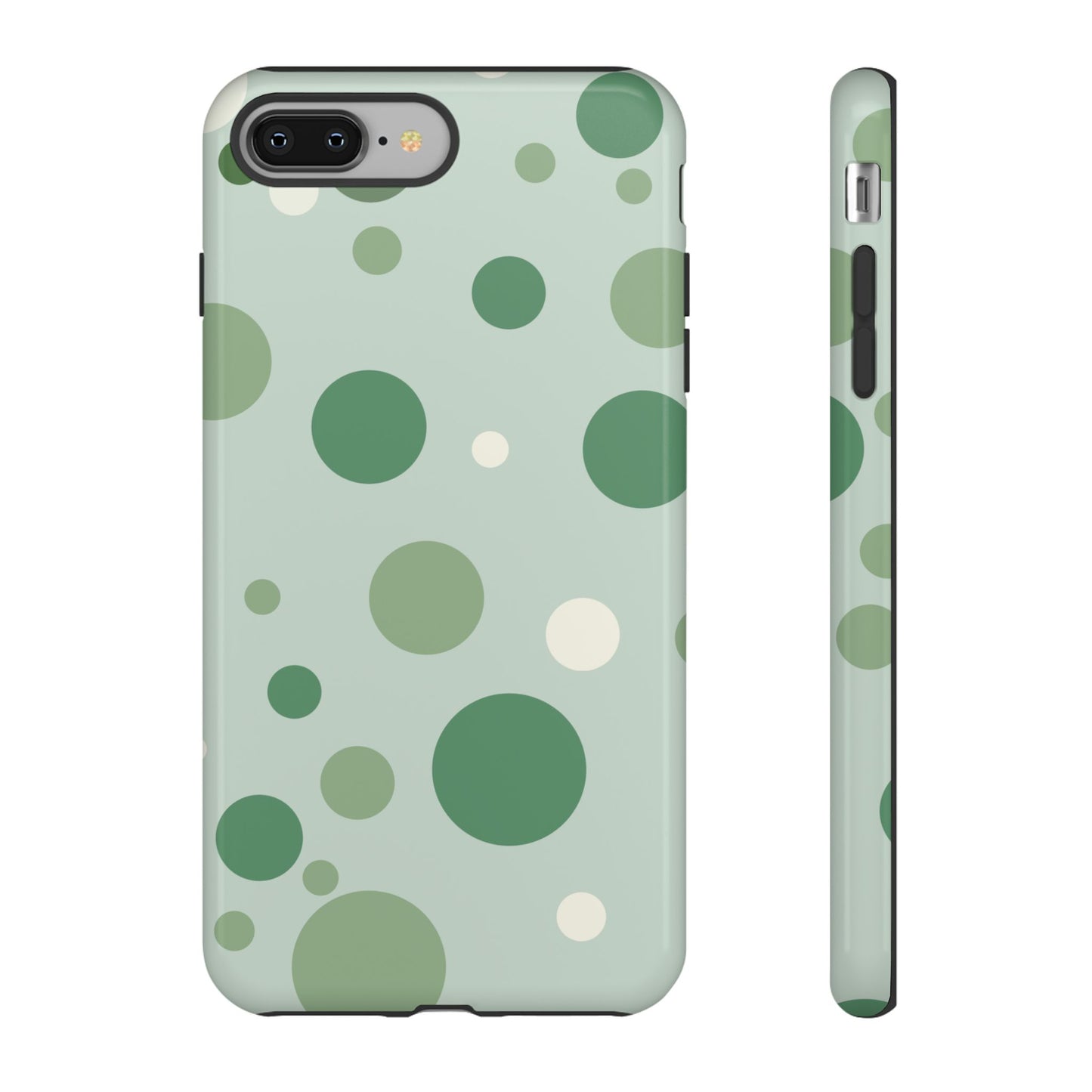 iPhone 8 Plus / Glossy Phone Case - ’Bold Green Dot Pattern’ Phone Case