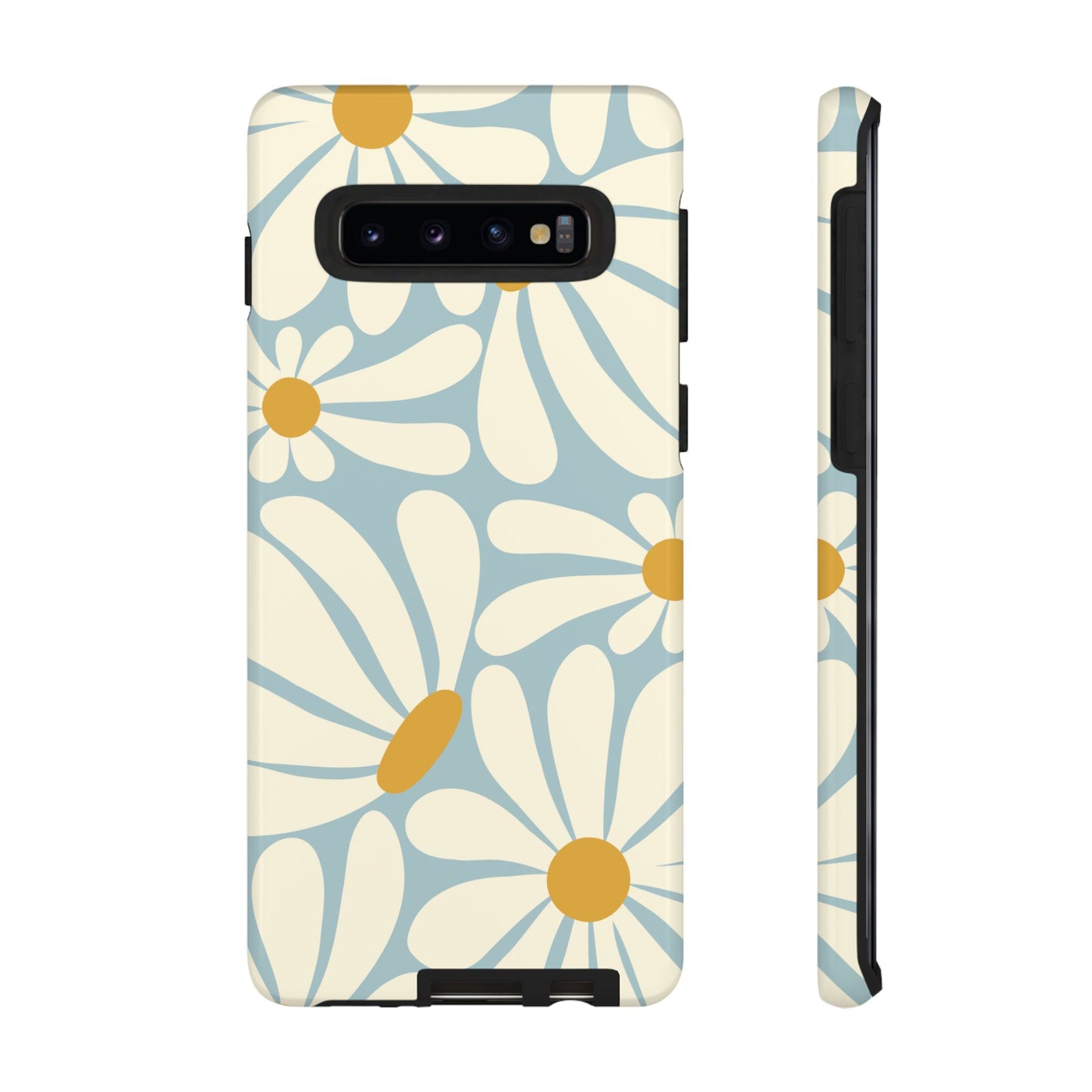 Samsung Galaxy S10 / Glossy Phone Case - ’Retro Blue Daisy Pattern’ Phone Case