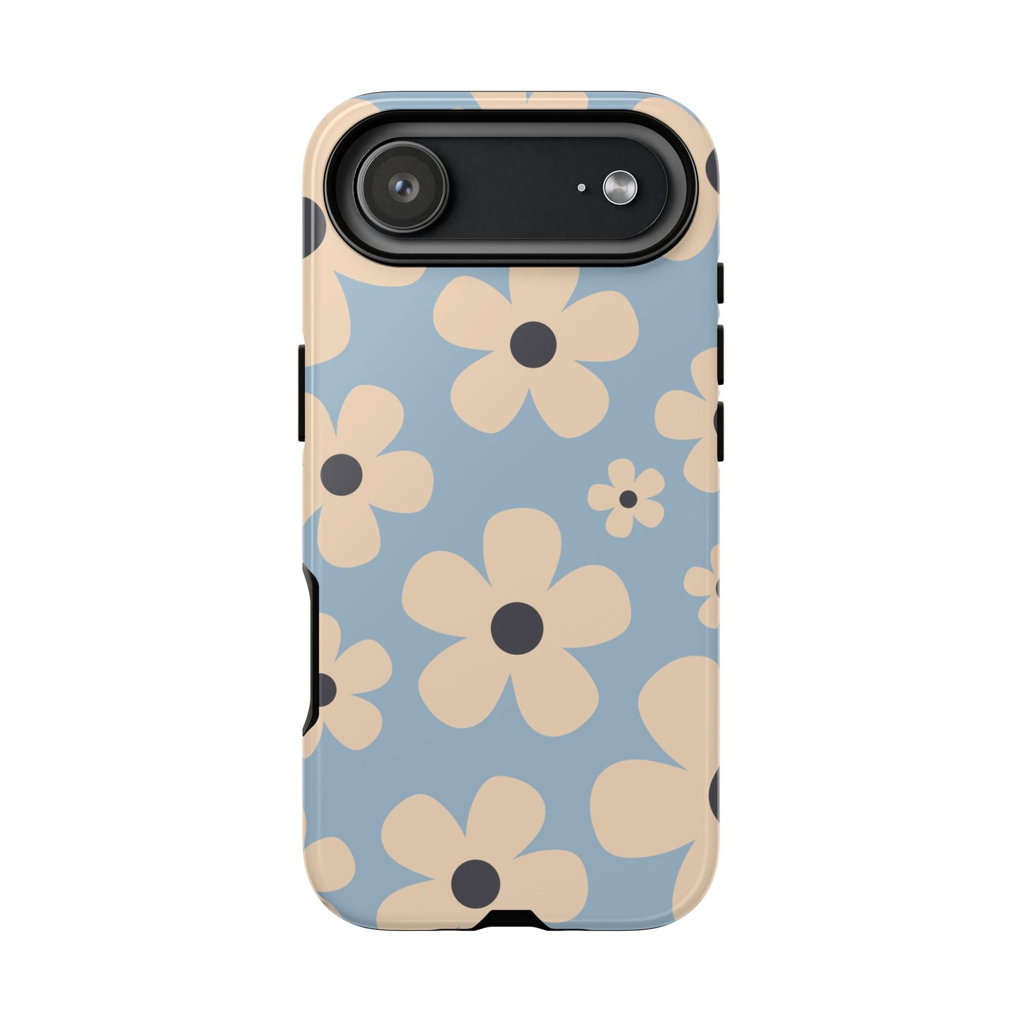 iPhone 17 Air / Glossy Phone Case - Cute Light Blue & Cream Daisy Pattern Phone Case