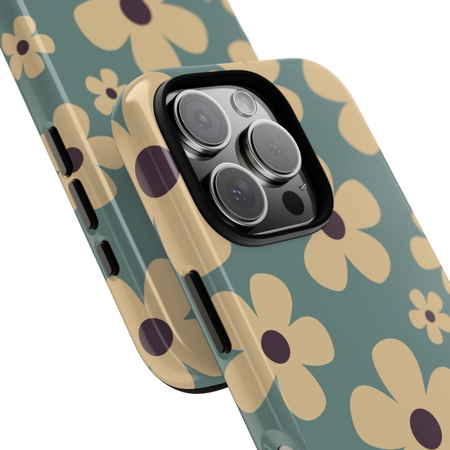 Phone Case - Cute Blue & Cream Daisy Pattern Phone Case