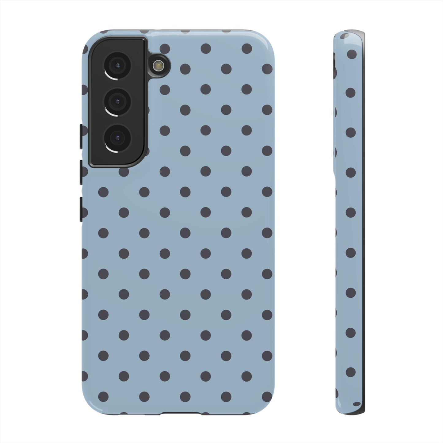 Light Blue with Dark Blue Dot Pattern Phone Case