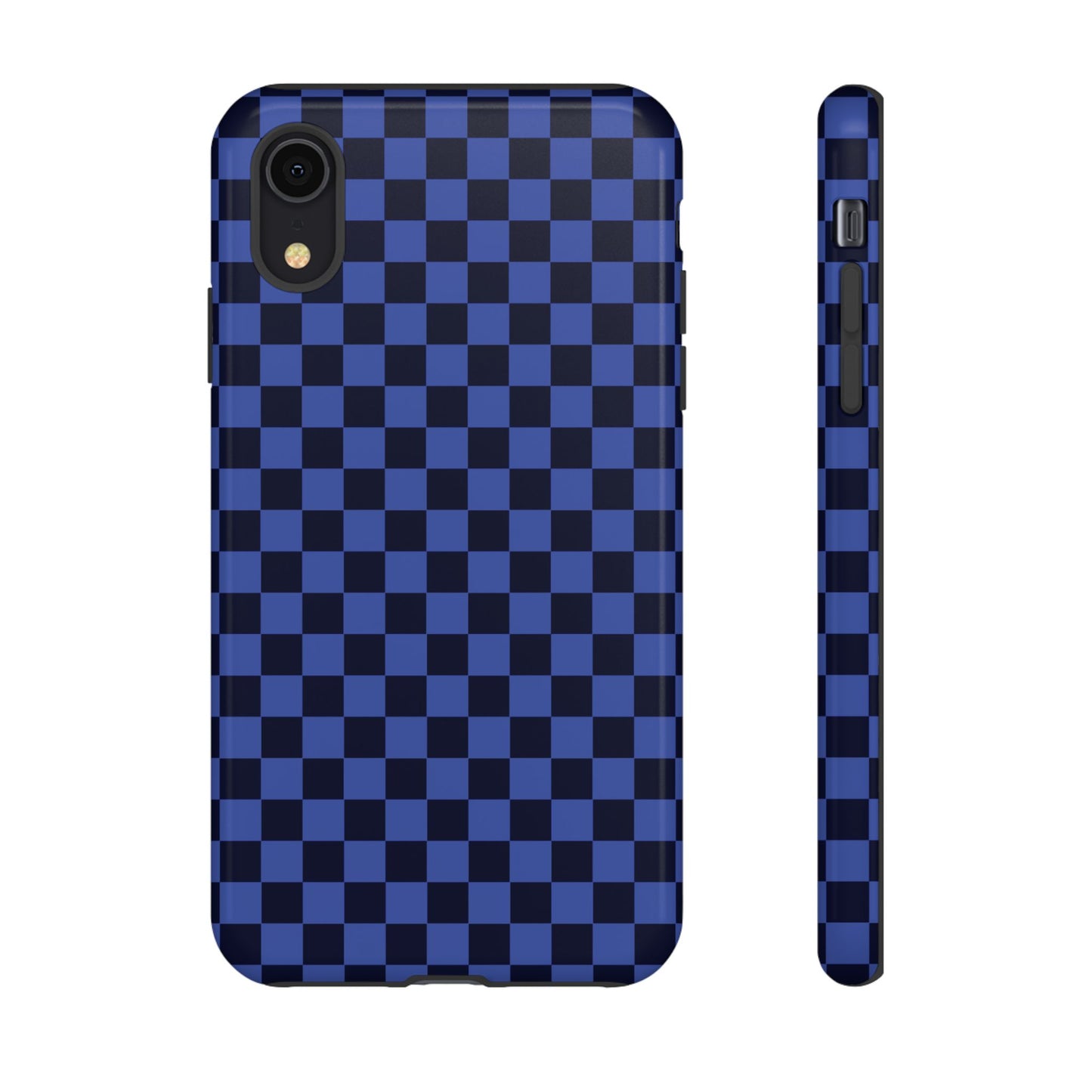 iPhone XR / Glossy Phone Case - ’Bold Blue Checkered Pattern’ Phone Case
