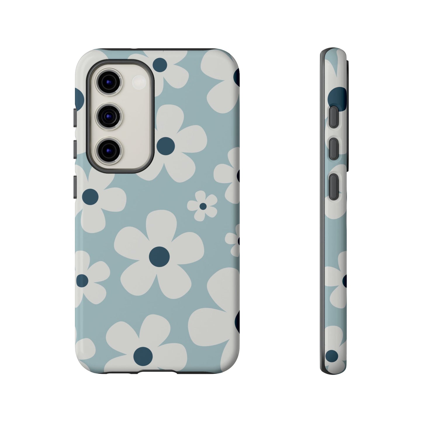 Samsung Galaxy S23 / Glossy Phone Case - Cute Light Blue Daisy Pattern Phone Case
