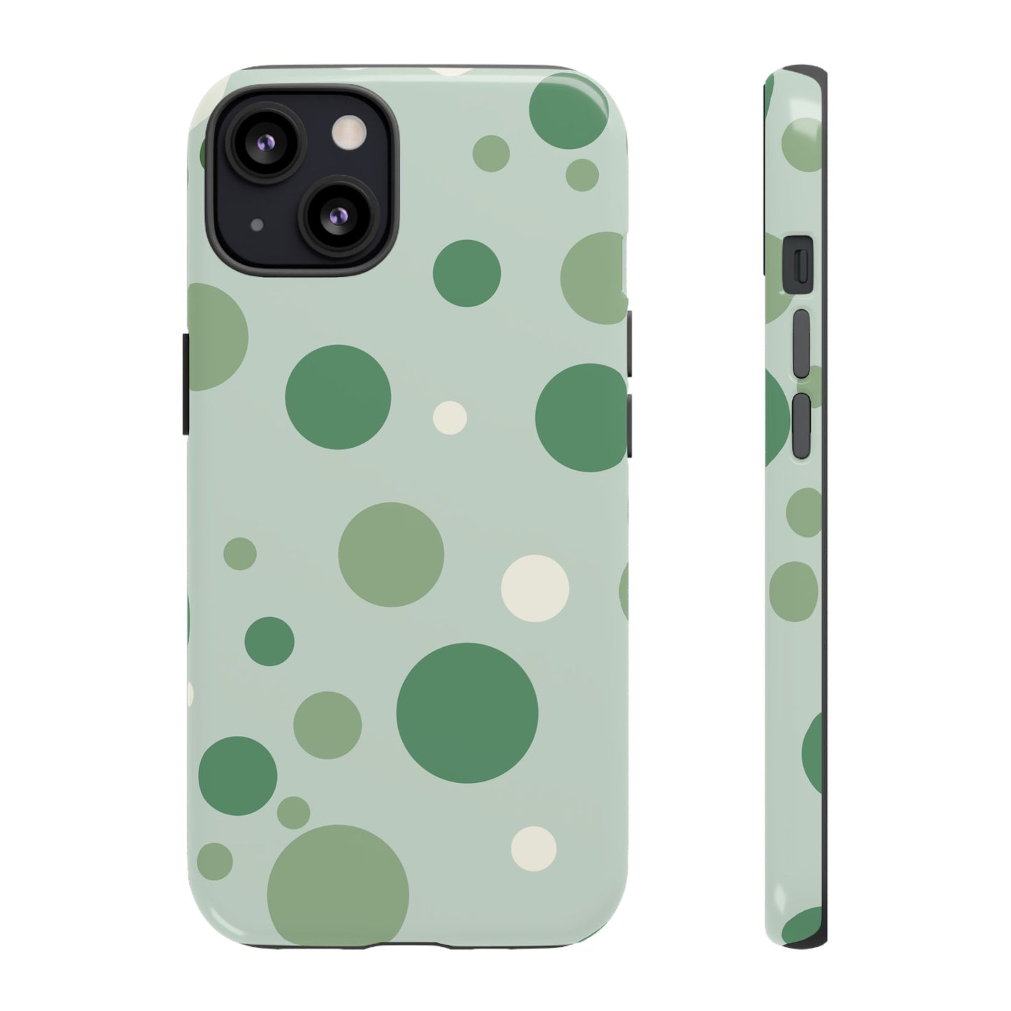iPhone 13 / Glossy Phone Case - ’Bold Green Dot Pattern’ Phone Case