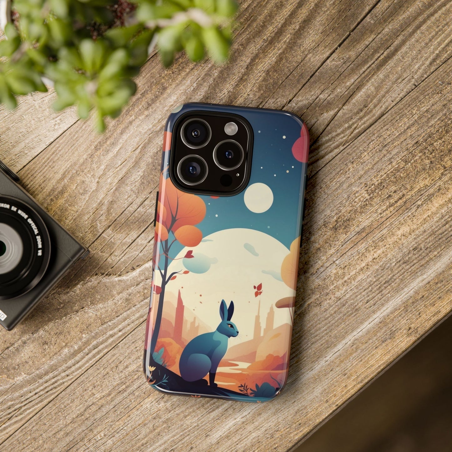 Stylised Blue Hare Design Phone Case