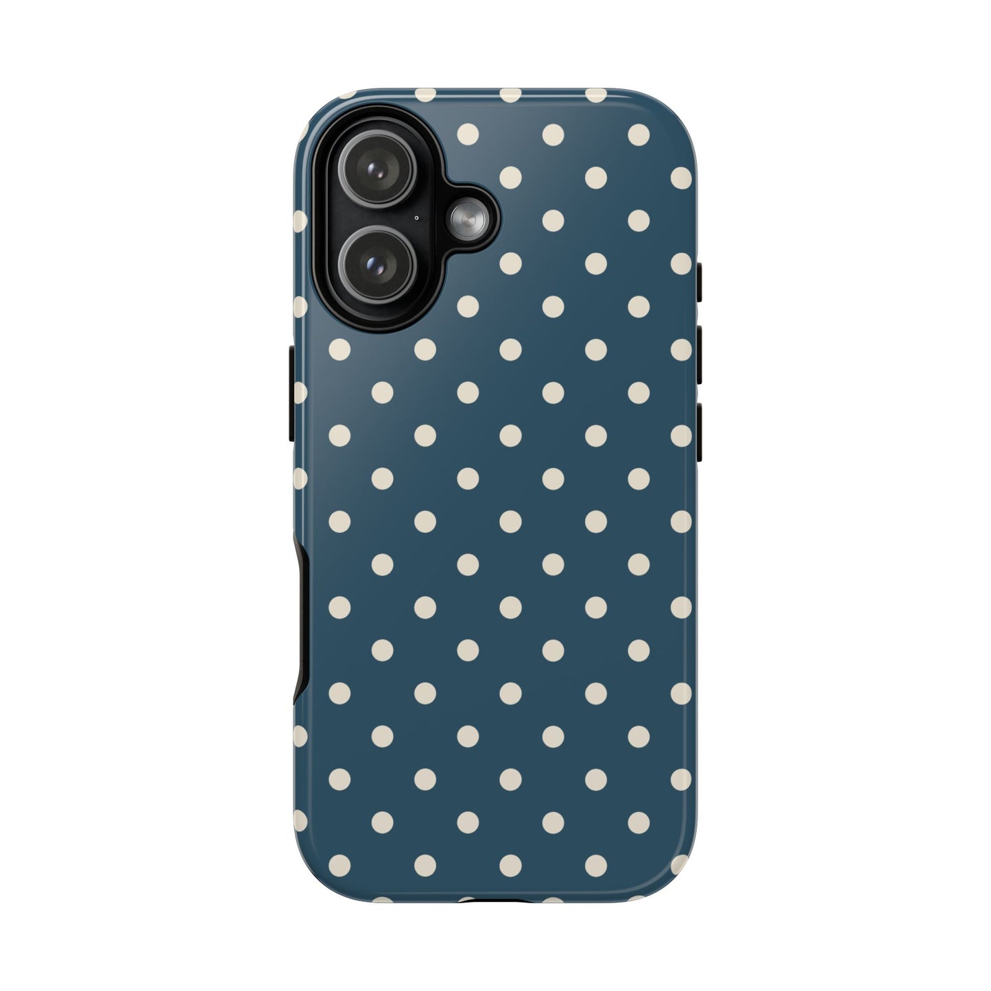 iPhone 17 / Glossy Phone Case - ’Blue & White Dot Pattern’ Phone Case