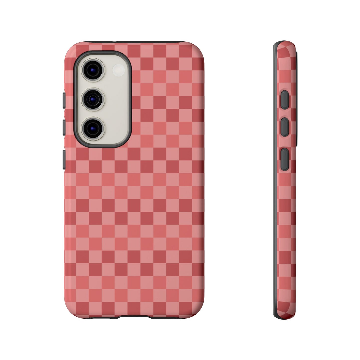 Samsung Galaxy S23 / Glossy Phone Case - ’Bold Pink Checkered Pattern’ Phone Case