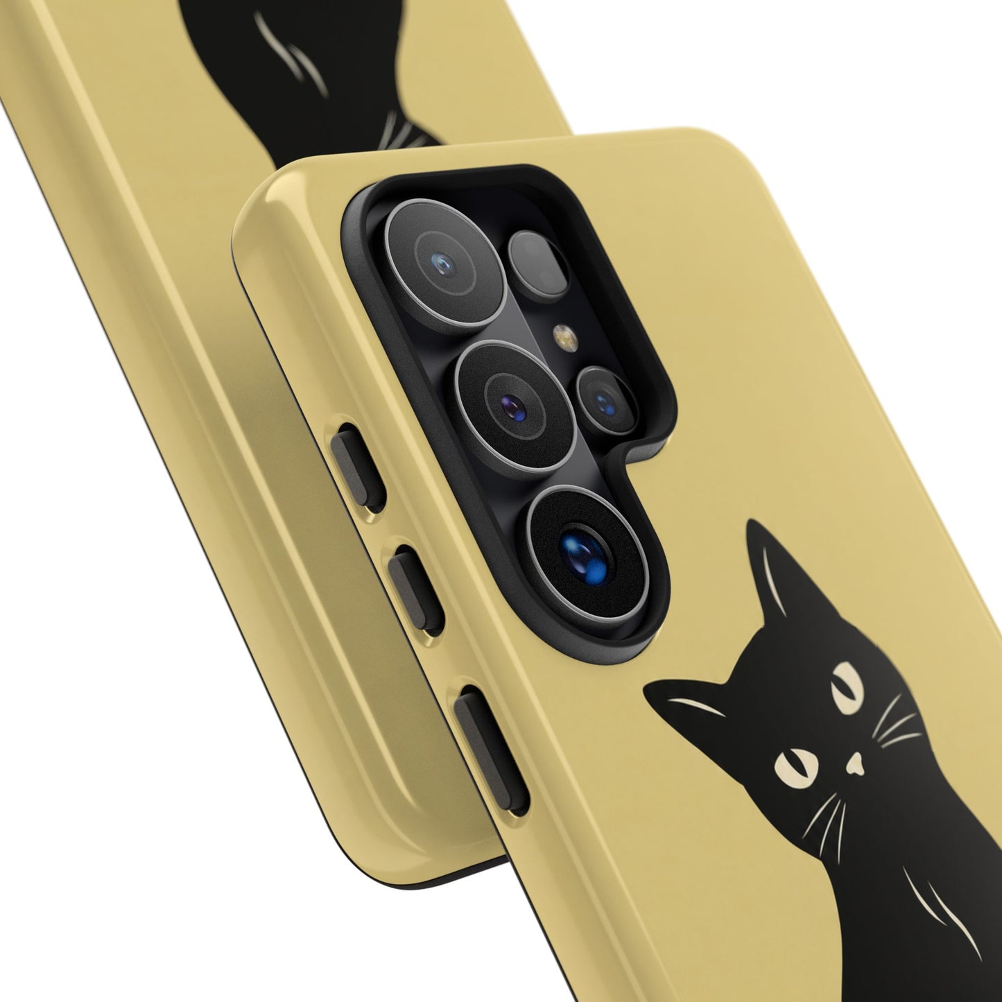 Minimalist Butter Yellow & Black Cat Phone Case