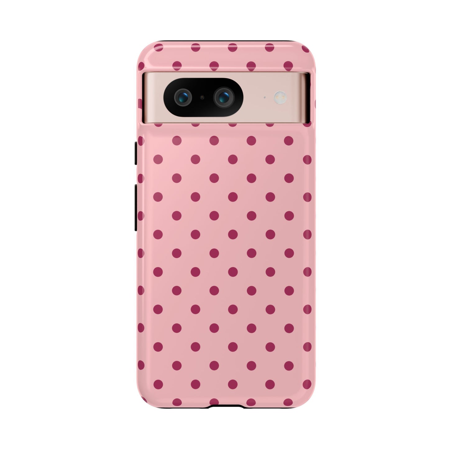 Google Pixel 8 / Glossy Phone Case - ’Pink with Red Dot Pattern’ Phone Case