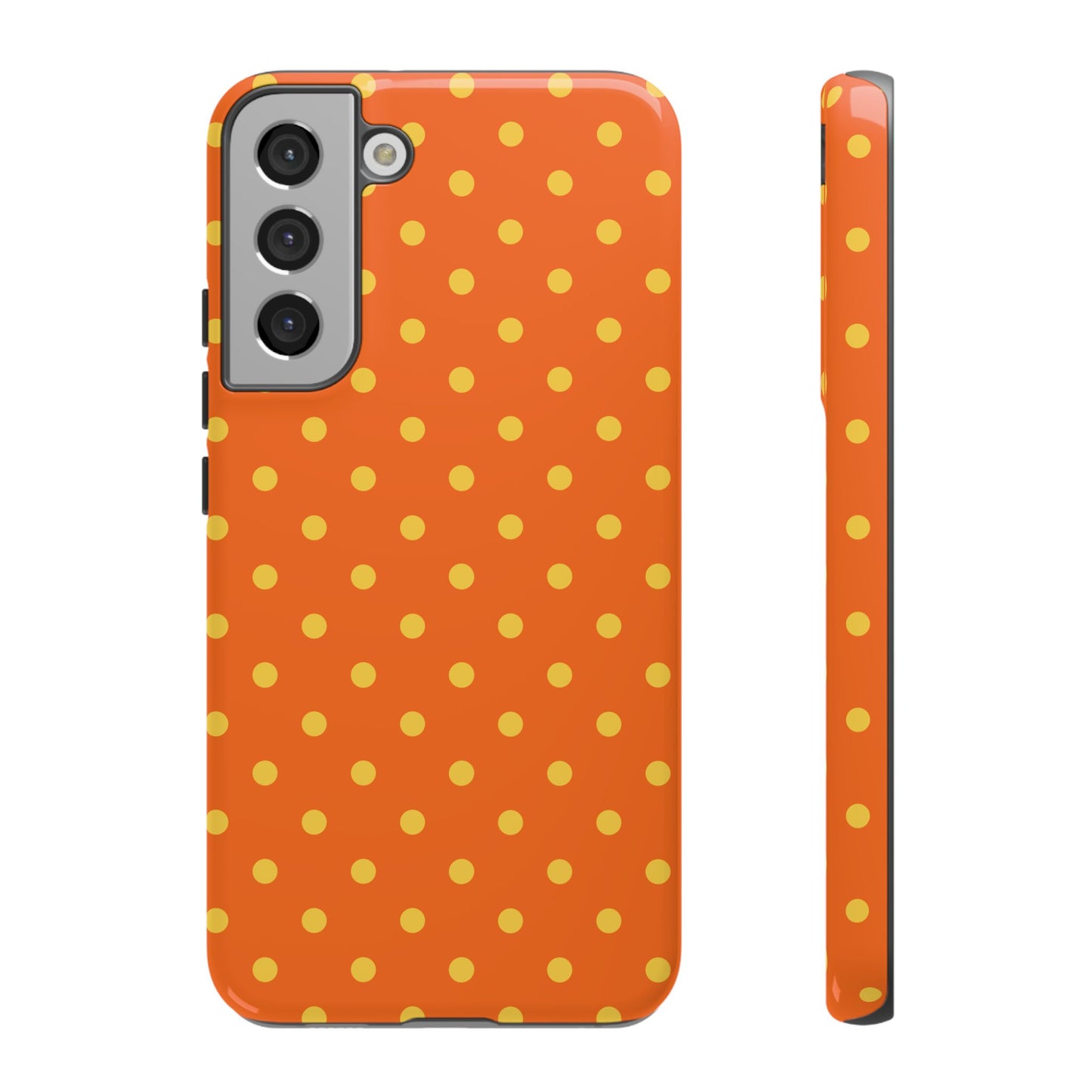 Samsung Galaxy S22 Plus / Glossy Phone Case - Trendy Orange & Yellow Dot Pattern Phone Case