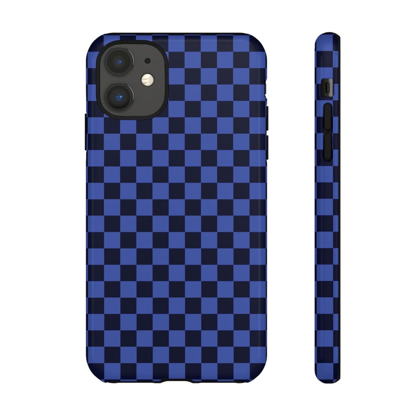 iPhone 11 / Glossy Phone Case - ’Bold Blue Checkered Pattern’ Phone Case