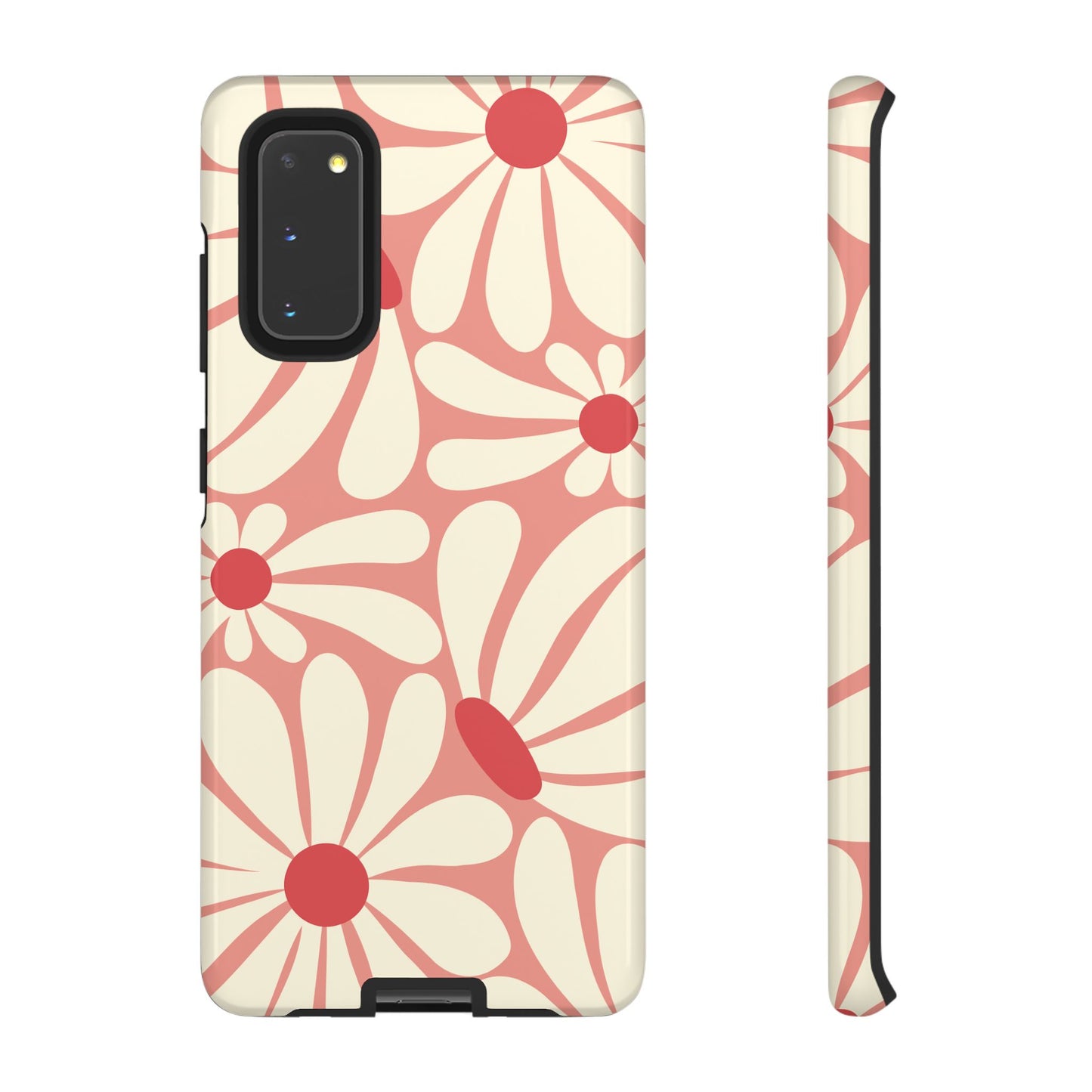 Samsung Galaxy S20 / Glossy Phone Case - ’Retro Pink Daisy Pattern’ Phone Case