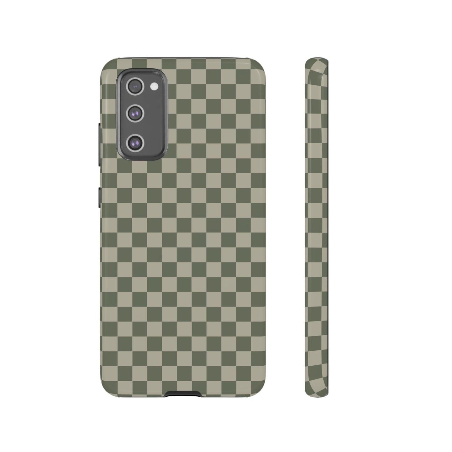 Samsung Galaxy S20 FE / Glossy Phone Case - ’Bold Olive Green Checkered Pattern’ Phone Case