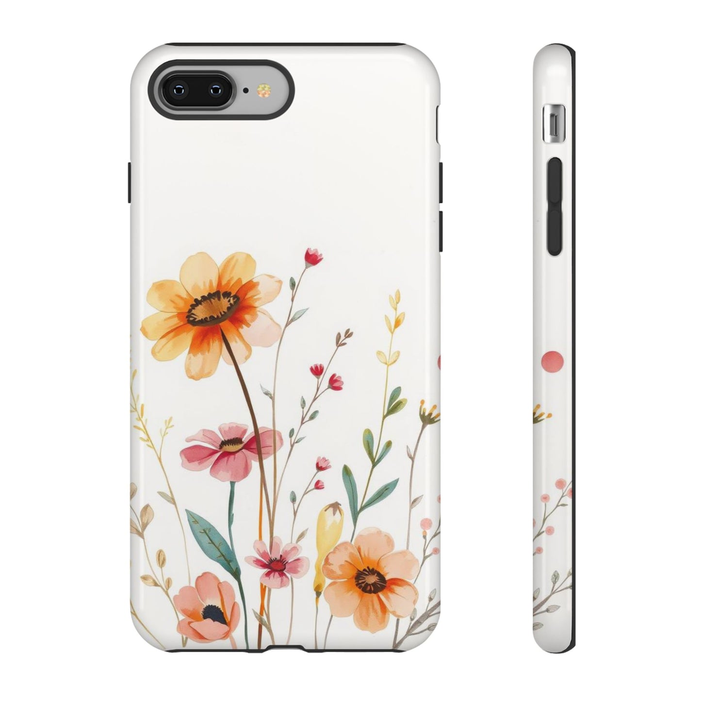 iPhone 8 Plus / Glossy Phone Case - Boho Chic Watercolour Wild Blooms Pattern Phone Case