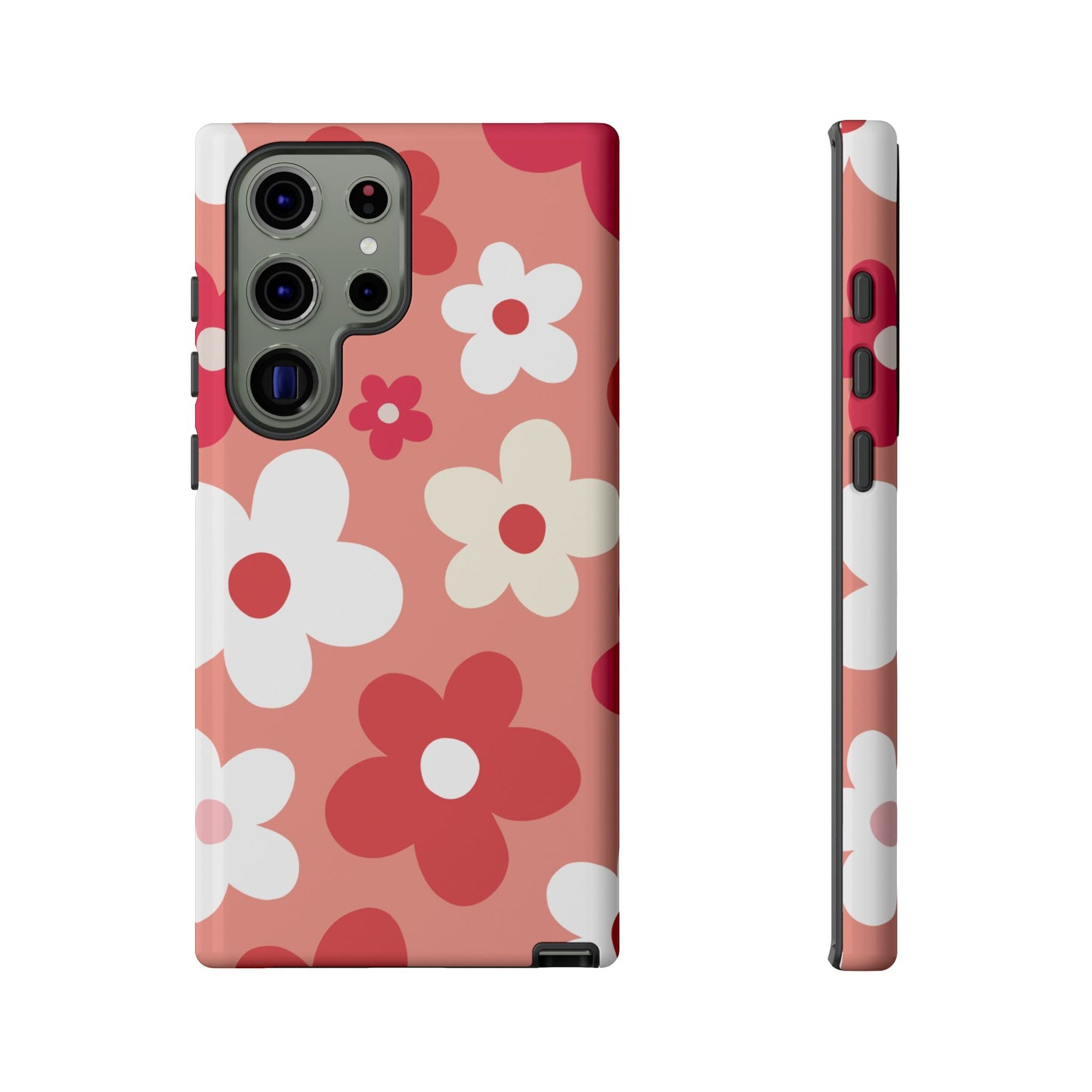 Samsung Galaxy S23 Ultra / Glossy Phone Case - ’Pink Daisy Pattern’ Phone Case