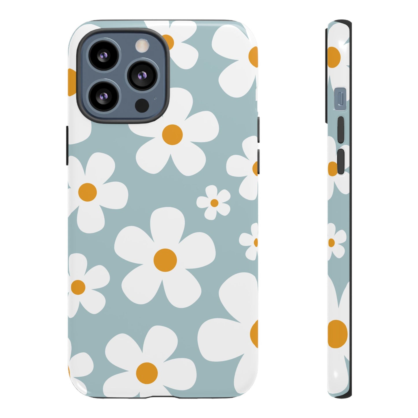 iPhone 13 Pro Max / Glossy Phone Case - ’Blue Daisy Pattern’ Phone Case
