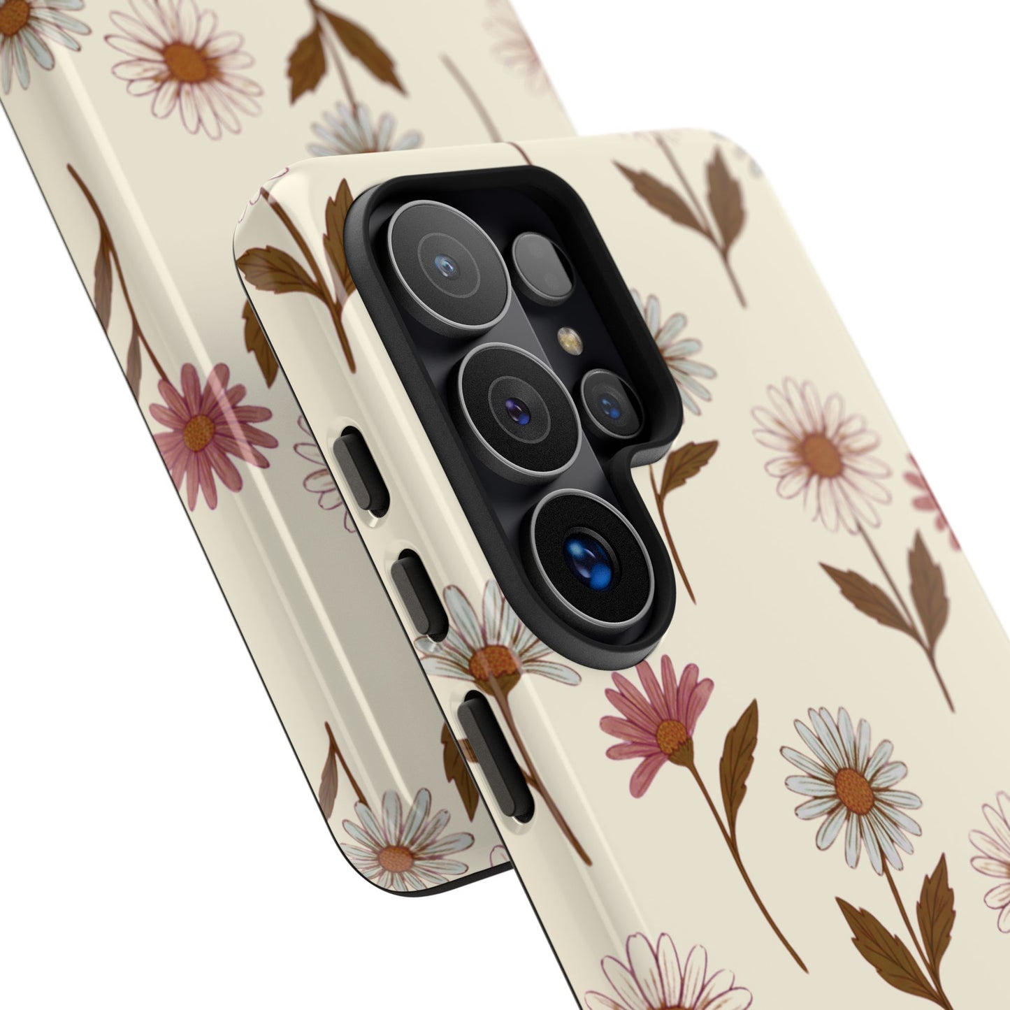 Pretty Cream & Rose Daisy Pattern Phone Case