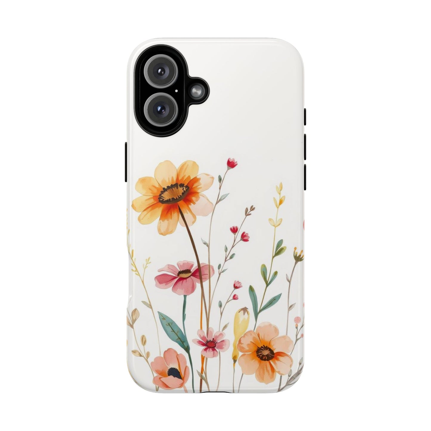 iPhone 16 Plus / Glossy Phone Case - Boho Chic Watercolour Wild Blooms Pattern Phone Case