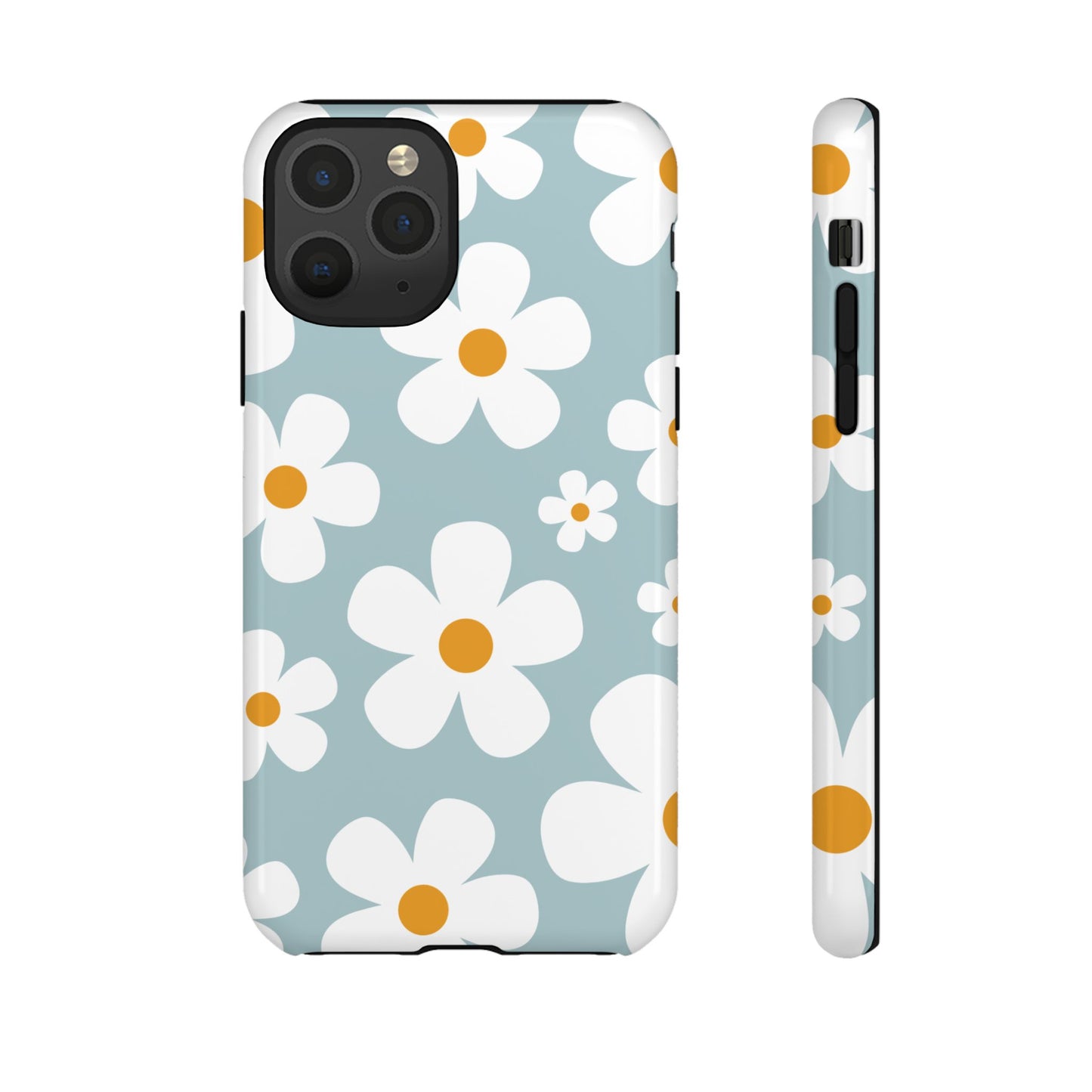 iPhone 11 Pro / Glossy Phone Case - ’Blue Daisy Pattern’ Phone Case