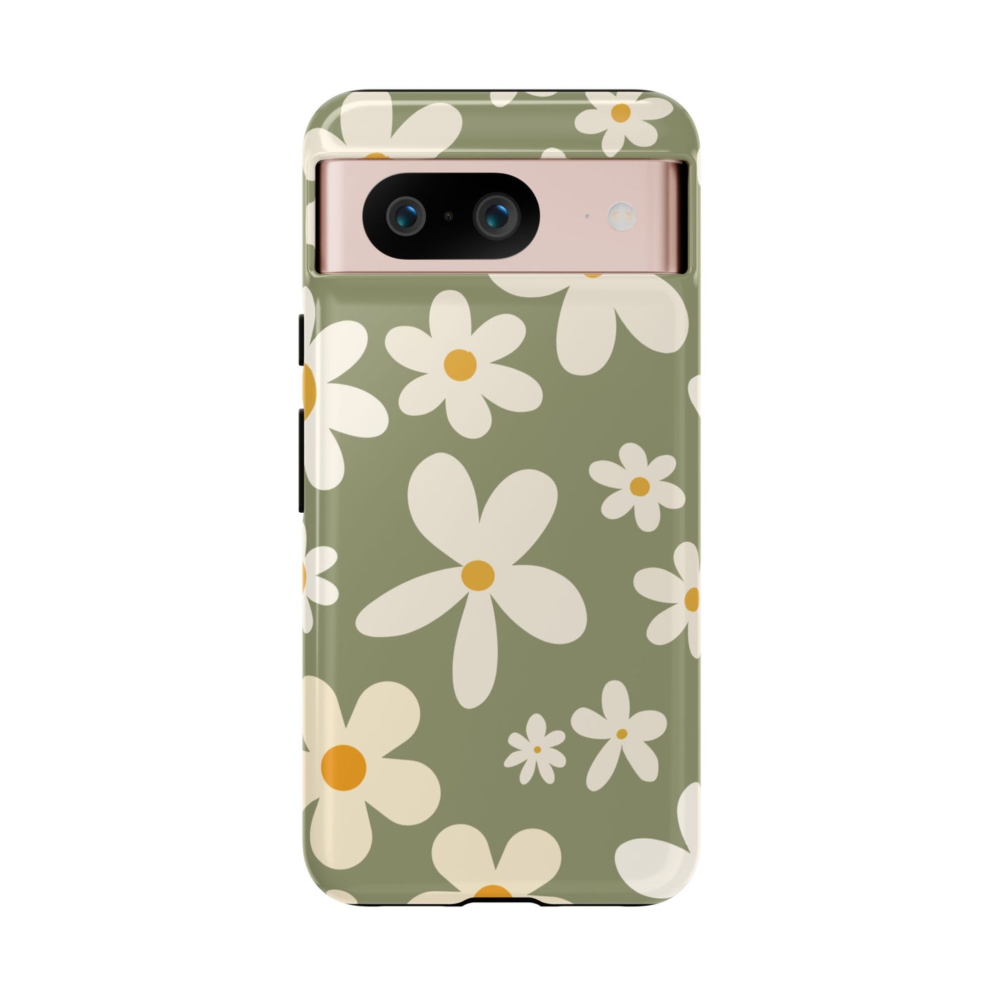 Google Pixel 8 / Glossy Phone Case - ’Green Daisy Pattern’ Phone Case