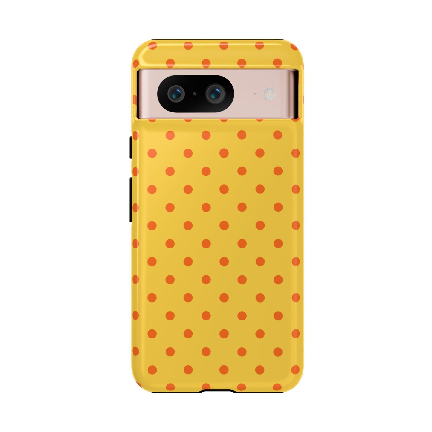 Google Pixel 8 / Glossy Phone Case - Trendy Yellow & Orange Dot Pattern Phone Case