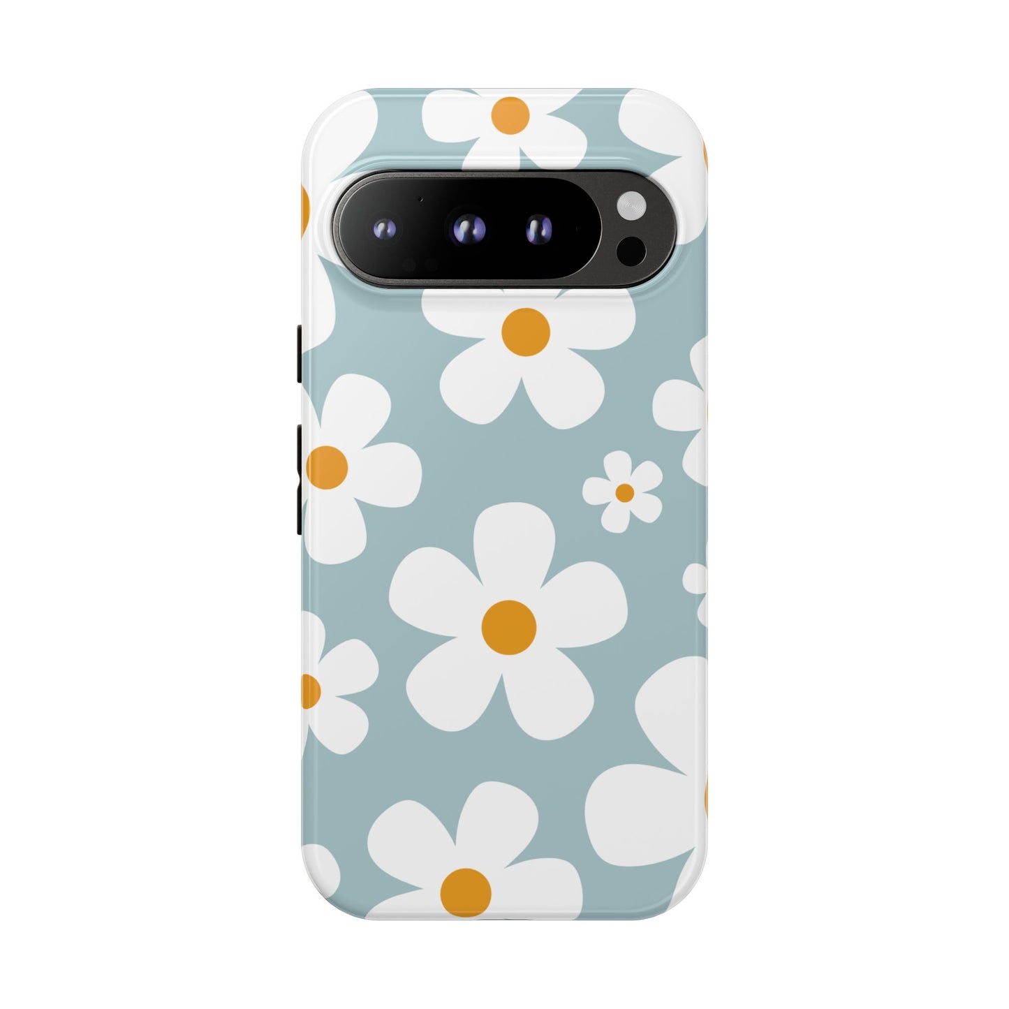 Google Pixel 9 Pro / Glossy Phone Case - ’Blue Daisy Pattern’ Phone Case