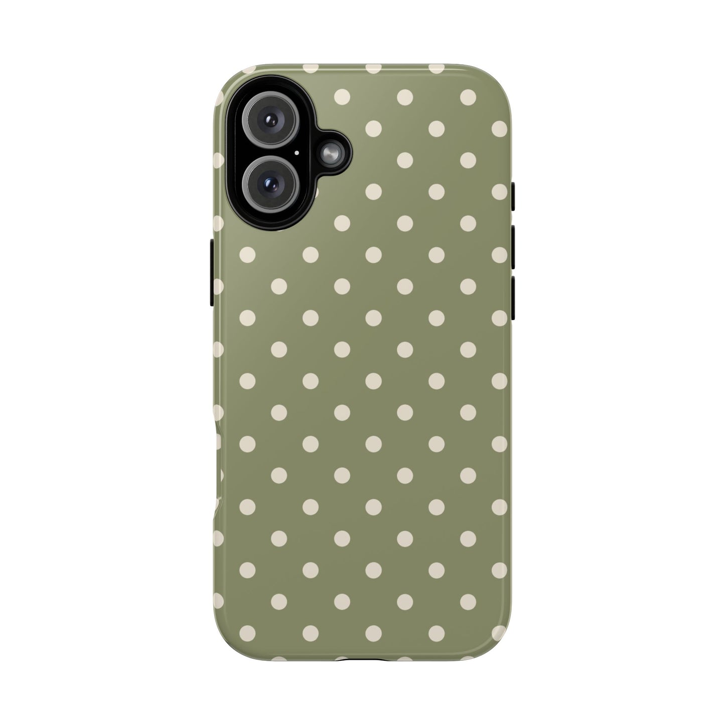 iPhone 16 Plus / Glossy Phone Case - ’Green & White Dot Pattern’ Phone Case