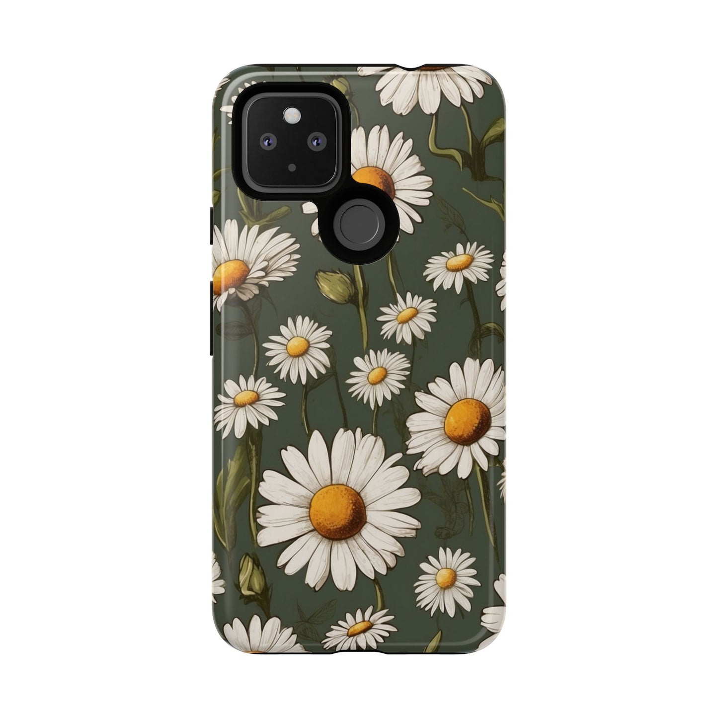 Boho Chic Daisies Floral Pattern "White & Green" Phone Case