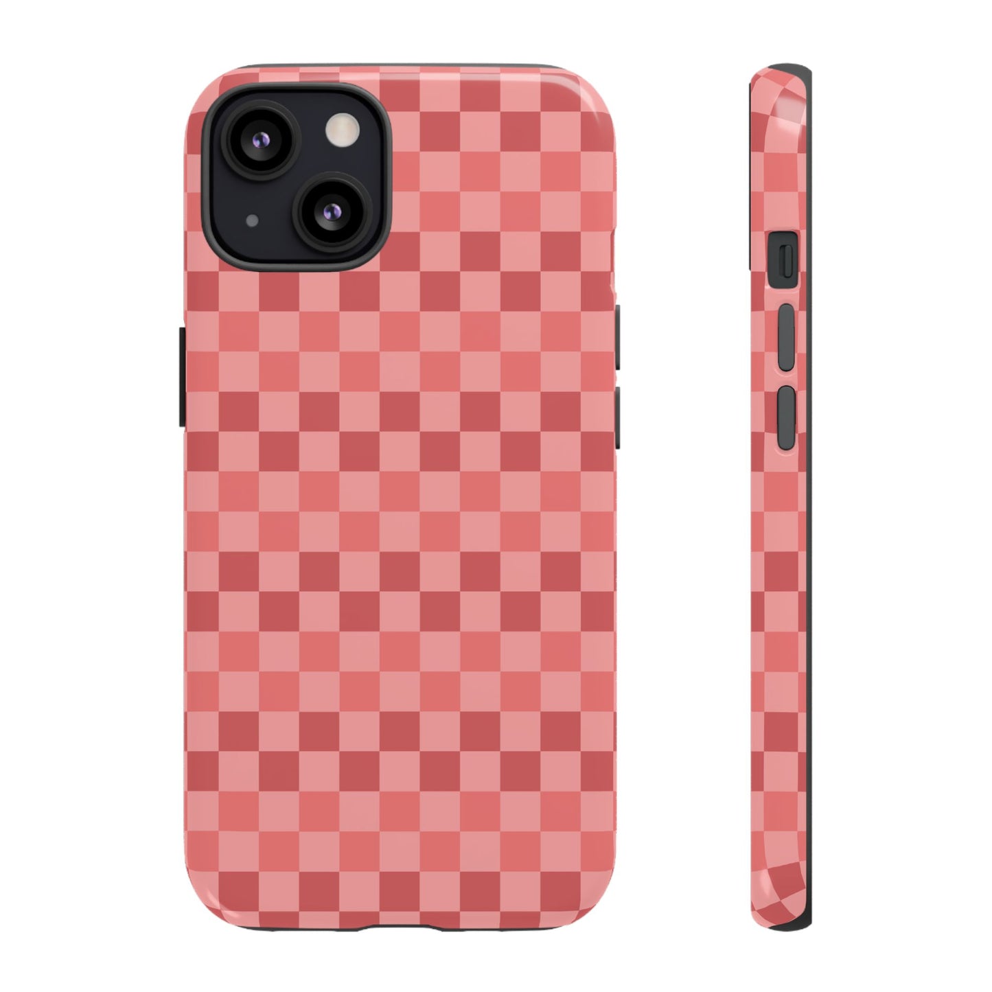 iPhone 13 / Glossy Phone Case - ’Bold Pink Checkered Pattern’ Phone Case
