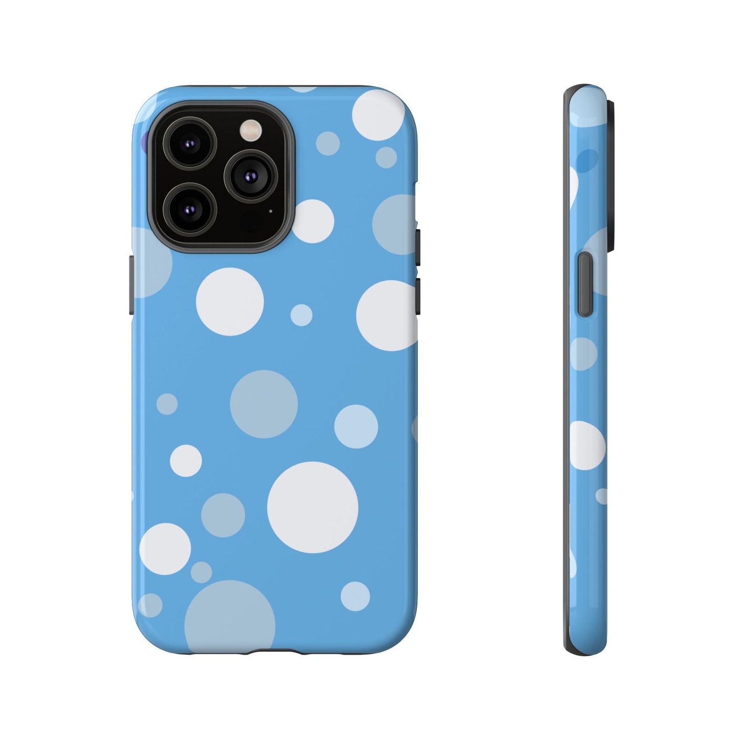 iPhone 14 Pro Max / Glossy Phone Case - ’Bold Blue with White Dot Pattern’ Phone Case