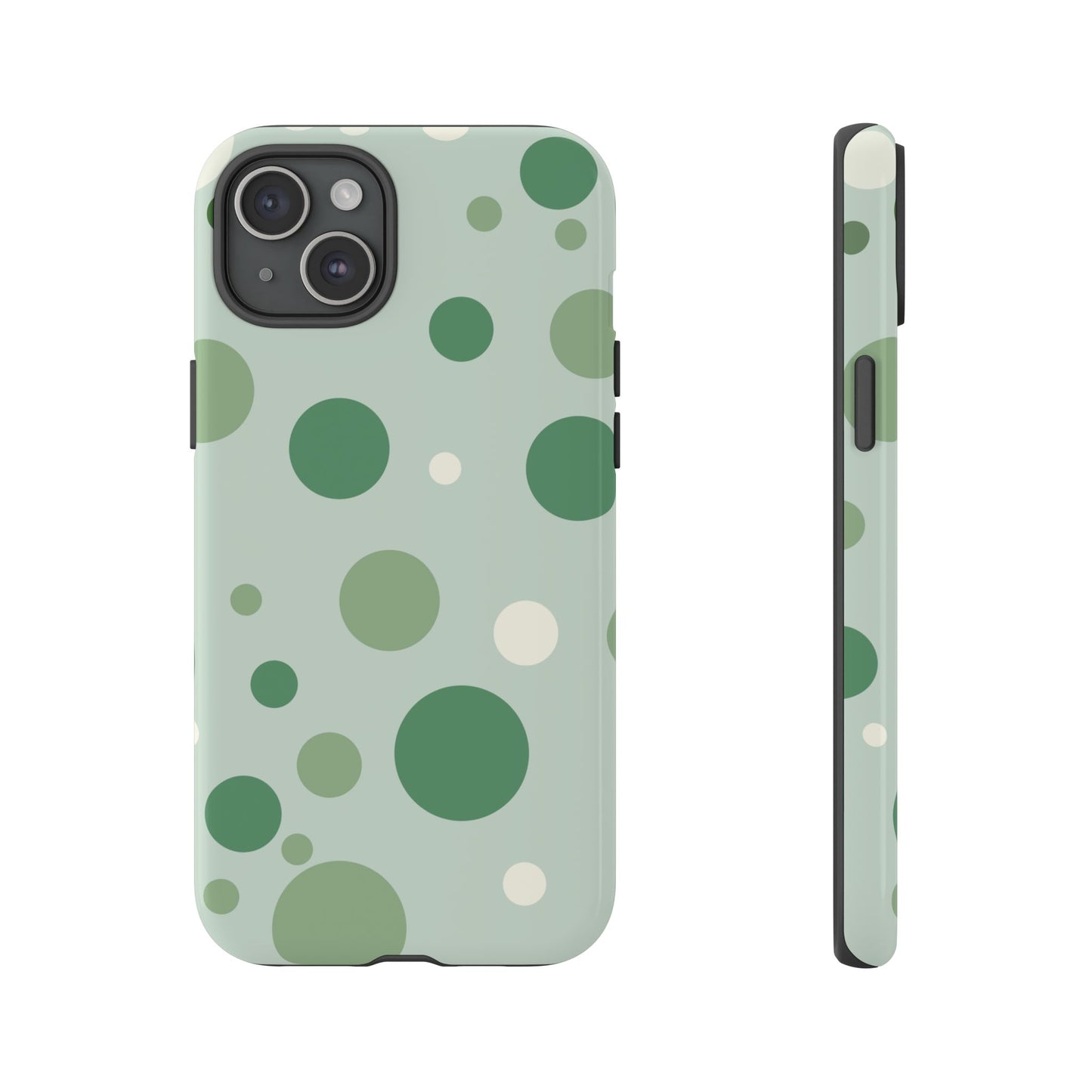 iPhone 15 Plus / Glossy Phone Case - ’Bold Green Dot Pattern’ Phone Case