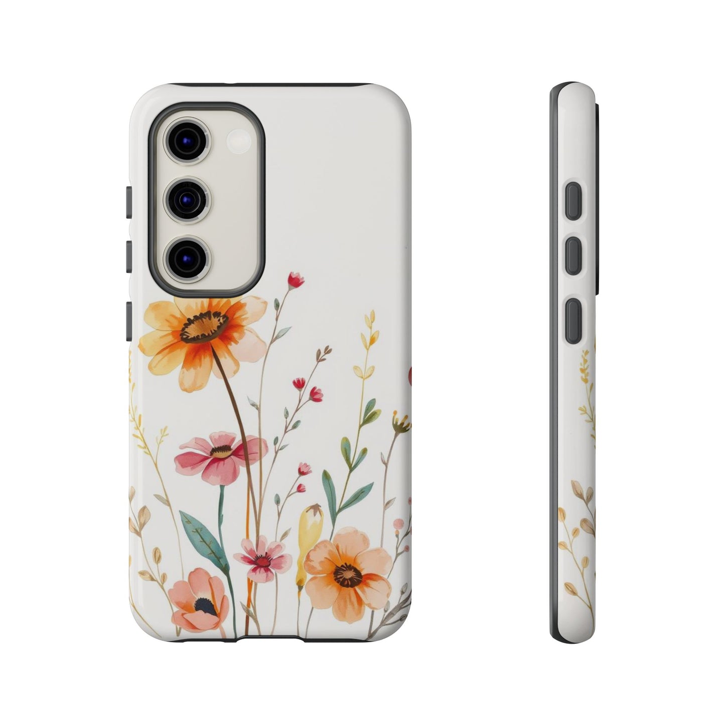 Samsung Galaxy S23 / Glossy Phone Case - Boho Chic Watercolour Wild Blooms Pattern Phone Case