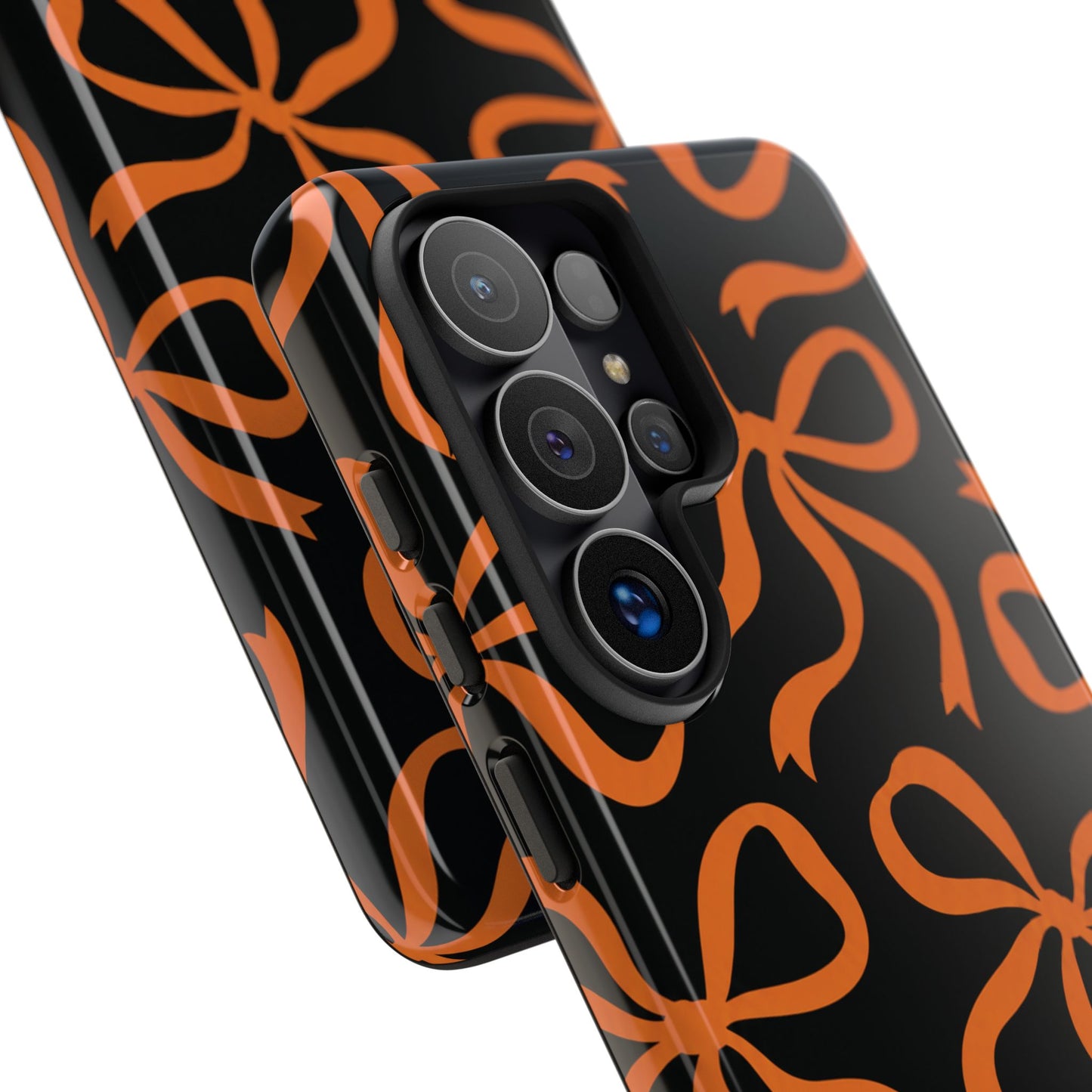 Bold Black and Burnt Orange Bow Pattern Phone Case