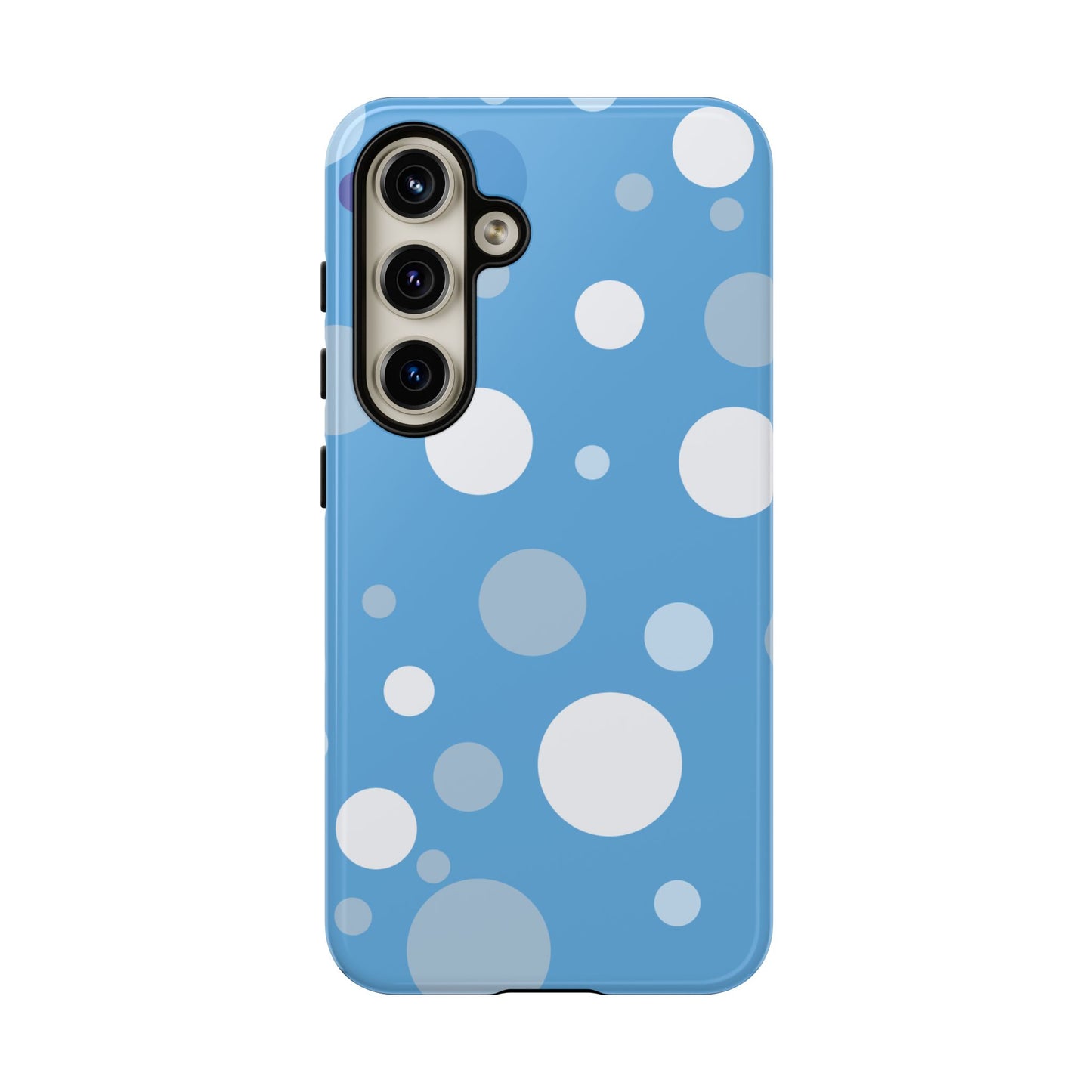 Samsung Galaxy S24 / Glossy Phone Case - ’Bold Blue with White Dot Pattern’ Phone Case
