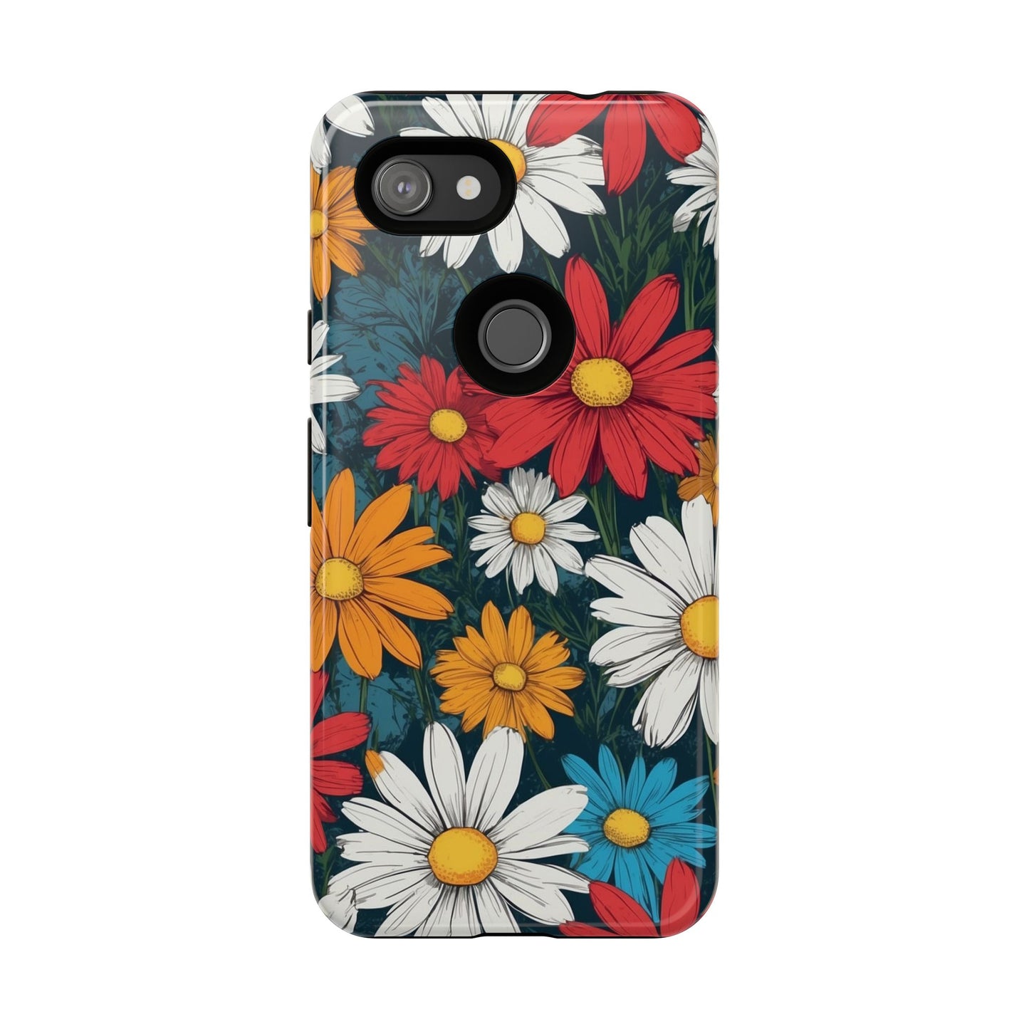 Pop Art Daisies Illustration "Red & Orange" Phone Case