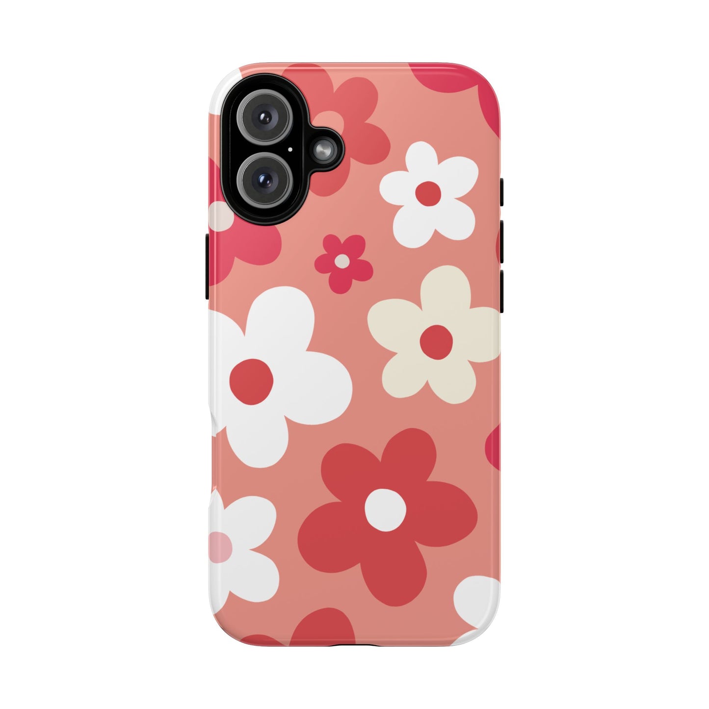 iPhone 16 Plus / Glossy Phone Case - ’Pink Daisy Pattern’ Phone Case