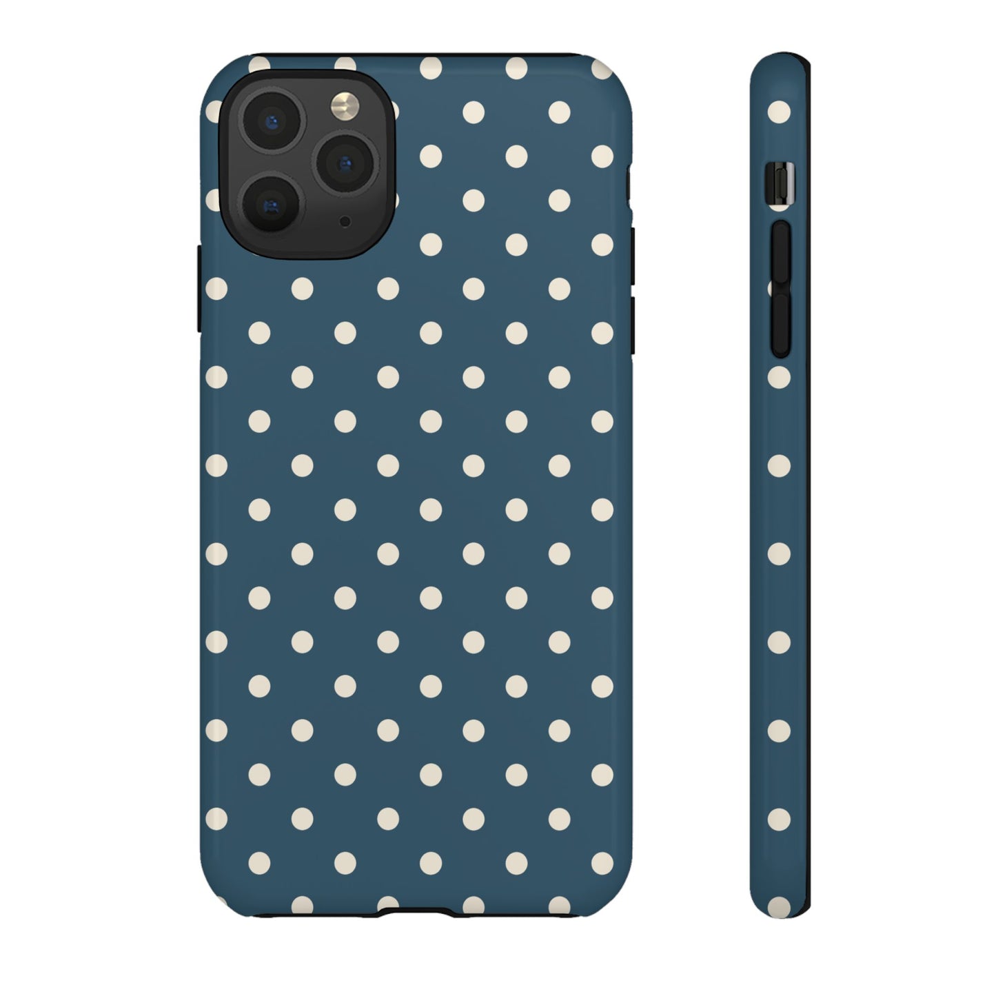 iPhone 11 Pro Max / Glossy Phone Case - ’Blue & White Dot Pattern’ Phone Case