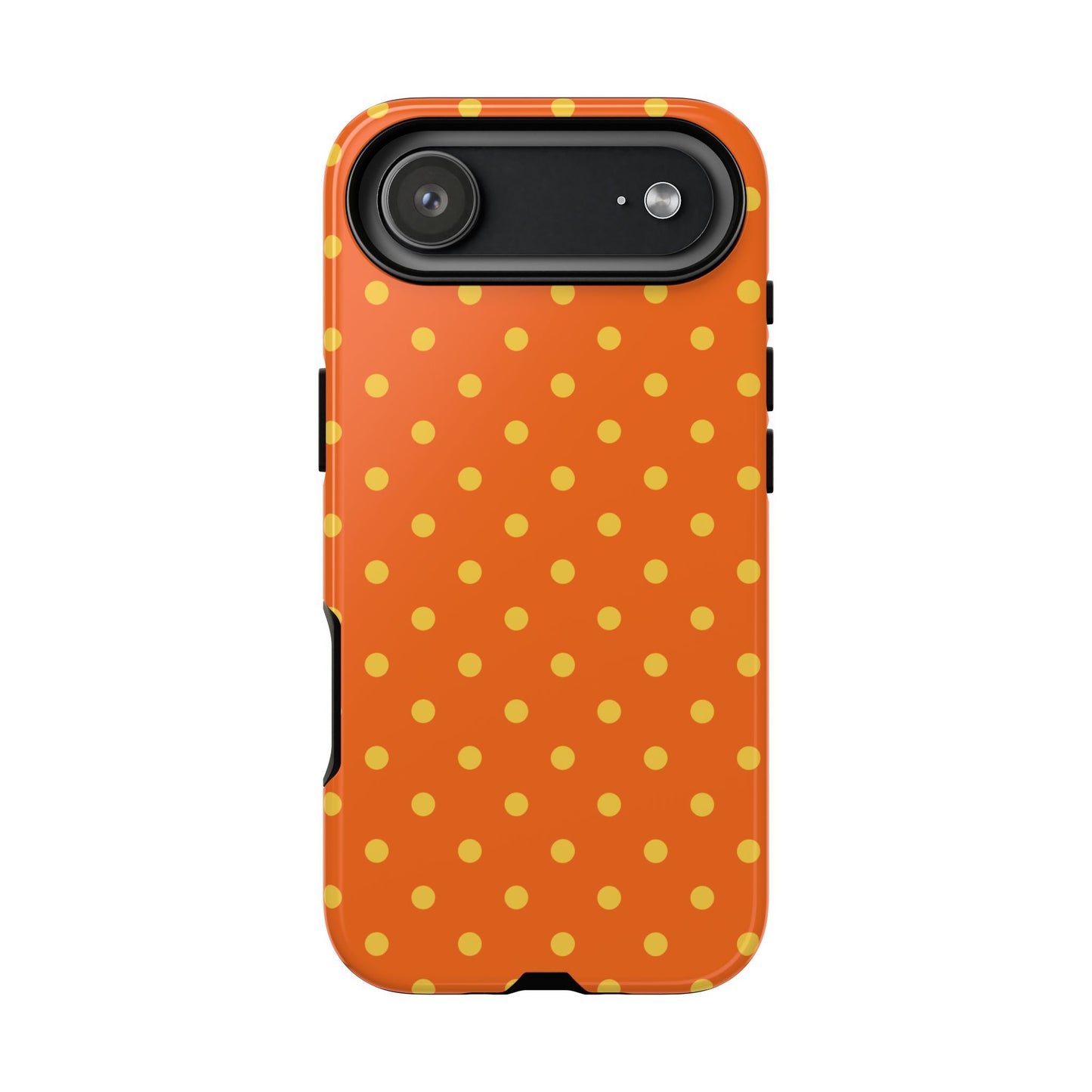 iPhone 17 Air / Glossy Phone Case - Trendy Orange & Yellow Dot Pattern Phone Case