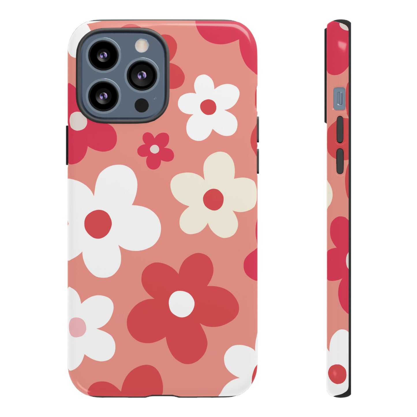 iPhone 13 Pro Max / Glossy Phone Case - ’Pink Daisy Pattern’ Phone Case