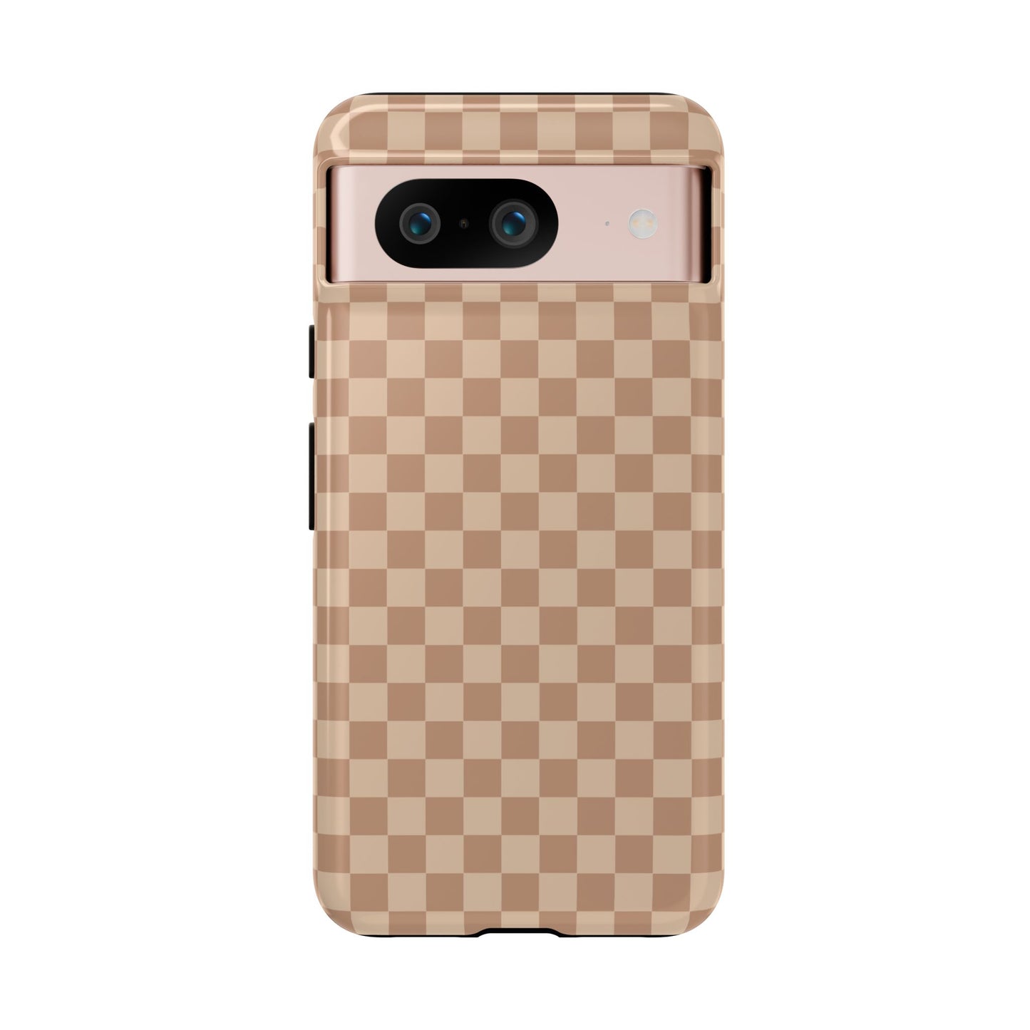 Google Pixel 8 / Glossy Phone Case - ’Bold Tan Checkered Pattern’ Phone Case