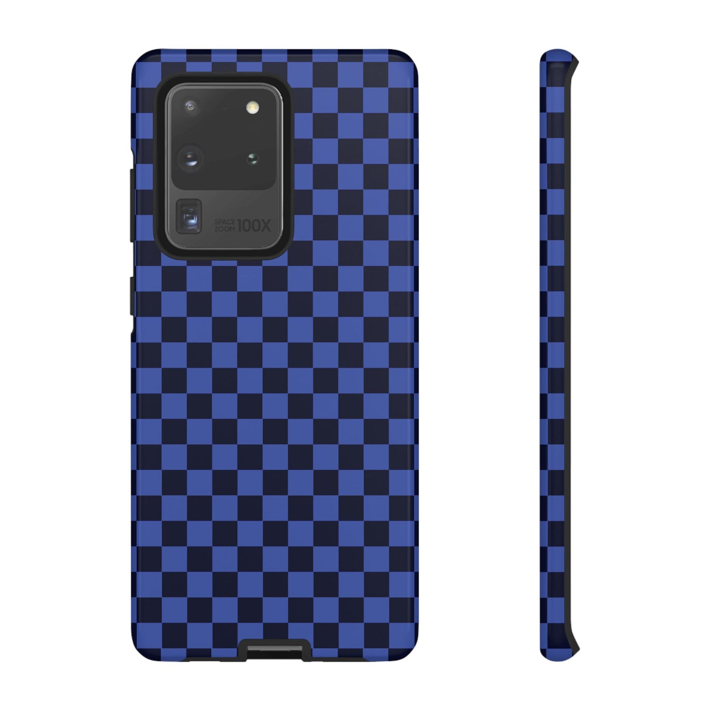 Samsung Galaxy S20 Ultra / Glossy Phone Case - ’Bold Blue Checkered Pattern’ Phone Case